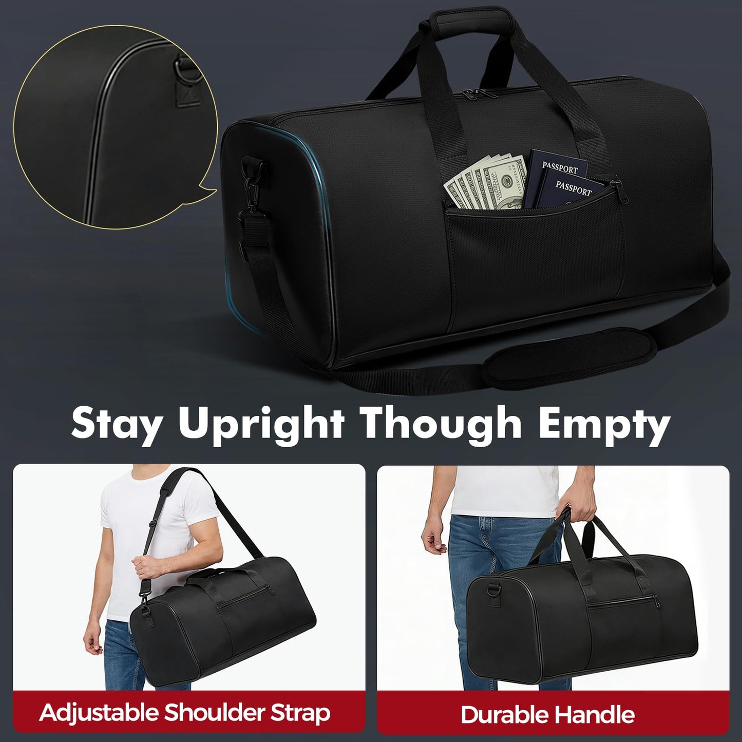 Large Fireproof Document Bag, 24x12x12in Portable Fireproof Waterproof Document Box for Travelling, Camping, Multi-Pocket Organizer for Cash, Valuables, Fire Proof Bag with Shoulder Strap
