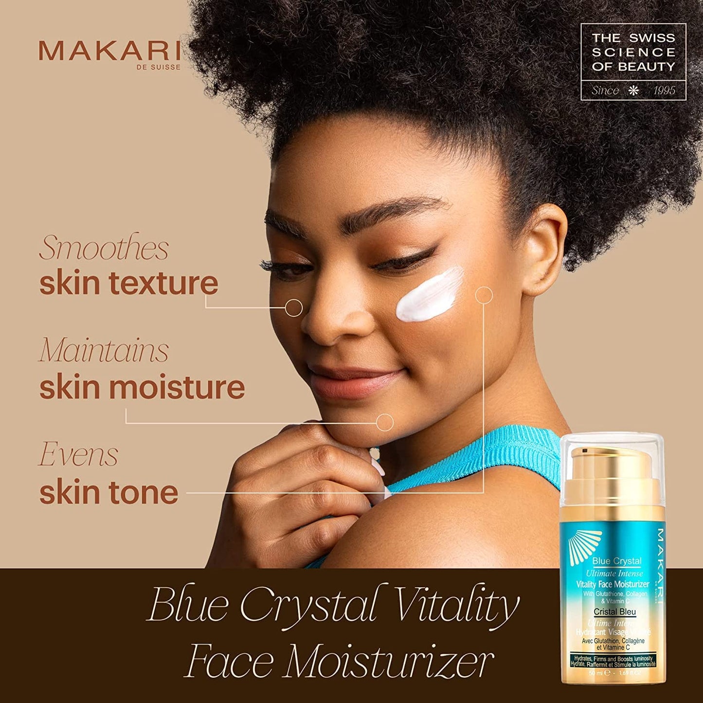MAKARI Ultimate Intense Blue Crystal Skin Care Duo: Body Lotion (16.8 oz) & Face Moisturizer (50 ml) | Glutathione & Collagen-Enriched for Hydrating, Revitalizing | Ideal for All Skin Types