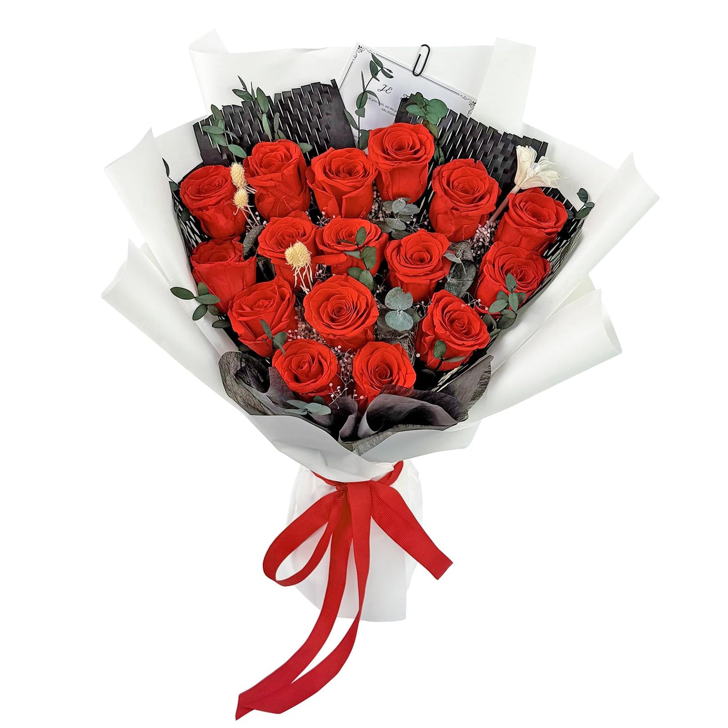 Qutawua 16 Piece Preserved Flower Rose Bouquet, Forever Flowers Romantic Long Lasting Gift for Delivery to Women,Valentine's.Mother's Day Gift(Red, 16 Rose)