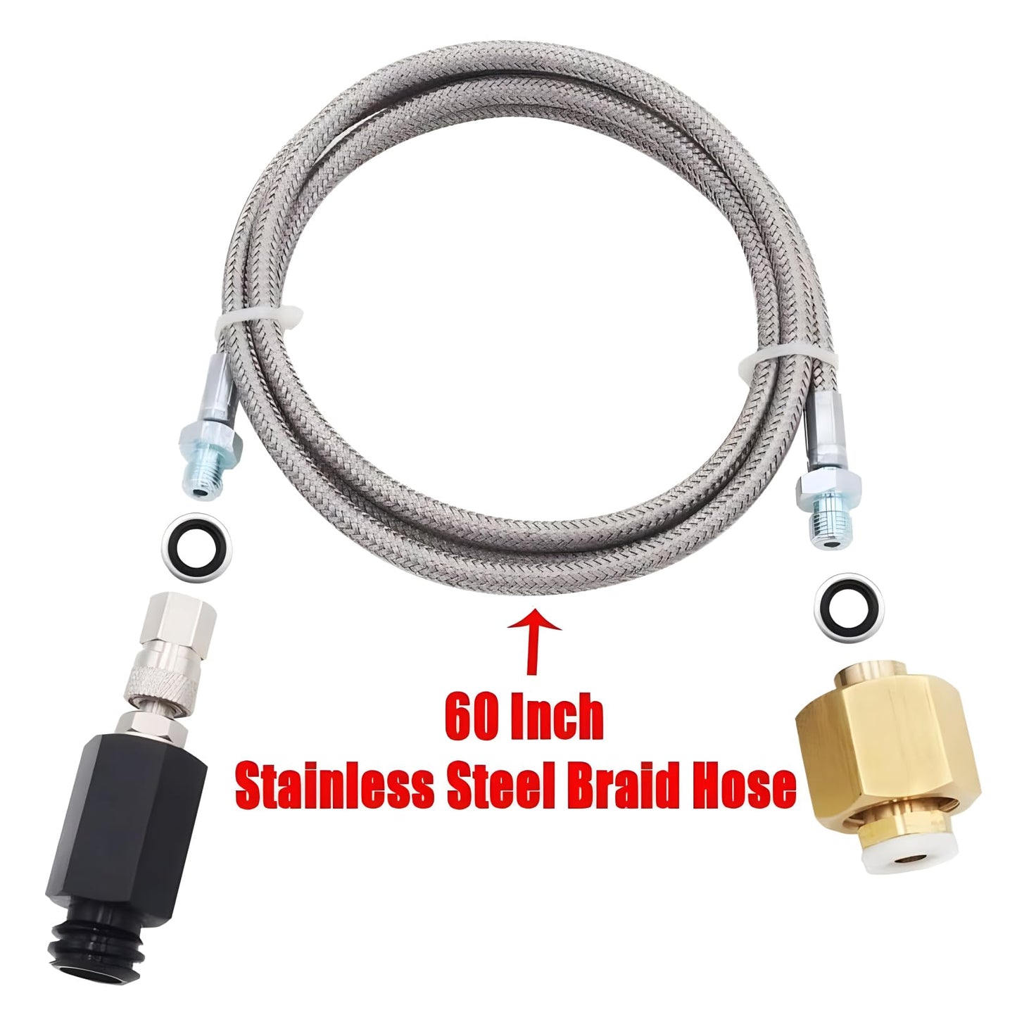 Upgrade Soda Machine Co2 Adapter Hose with High Pressure 60in Stainless Steel Hose,CGA320 to TR21-4 Carbonated Water Soda Maker Co2 Fill Kit Compatible with OneTouch/Jet/Aqua Fizz Soda Maker