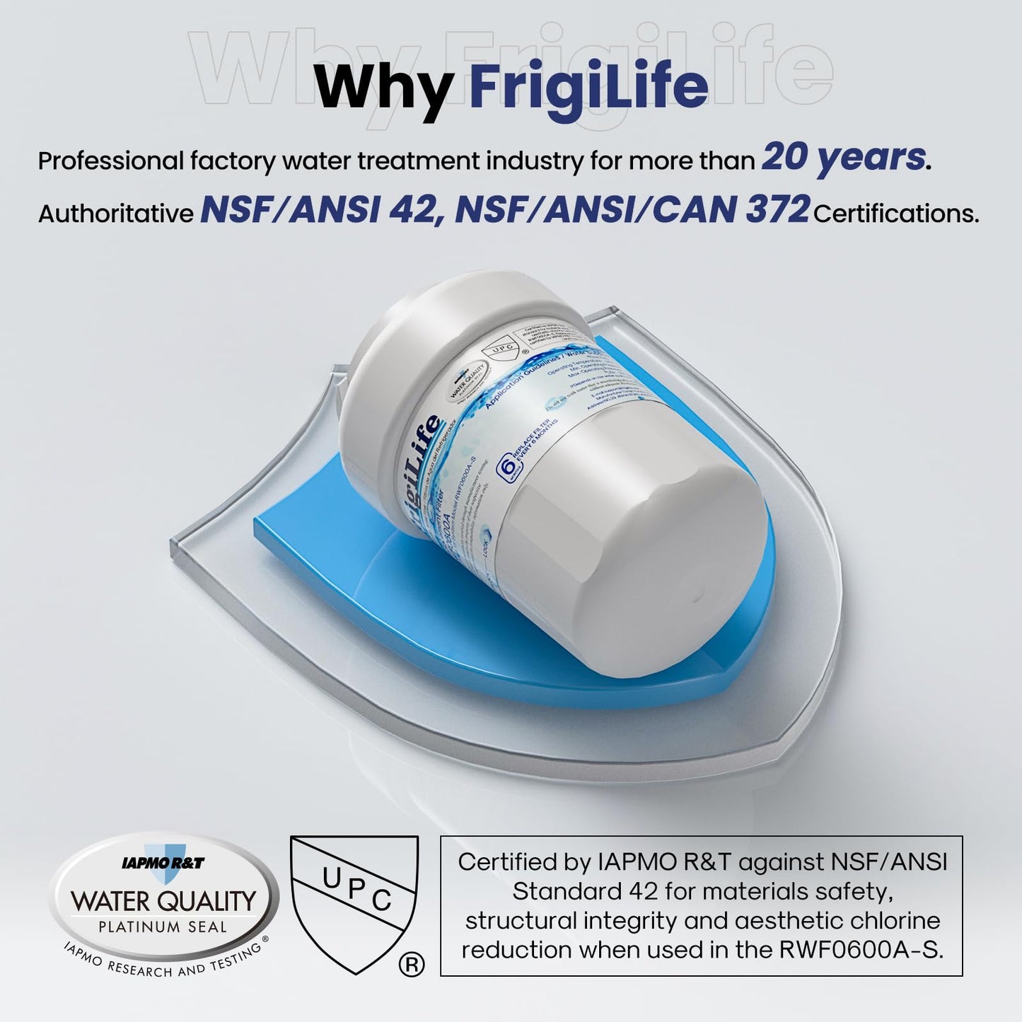 FRIGILIFE RWF0600A Replacement for GE MWFP, MWFA, MWFAP, MWFINT, GWF, GWFA, HWF, HWFA, HDX FMG-1, Smartwater, WFC1201, GSE25GSHECSS, 197D6321P006 （4 Pack)
