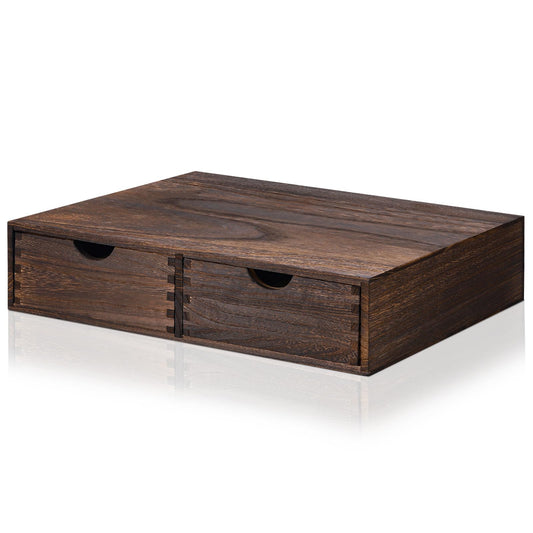 Suzile Wooden Coffee Pod Storage Drawer Cabinet Vintage Tea Organizer Holder with Drawers Coffee Cup & Accessory Storage for Home Office Brewers(2 Drawer)