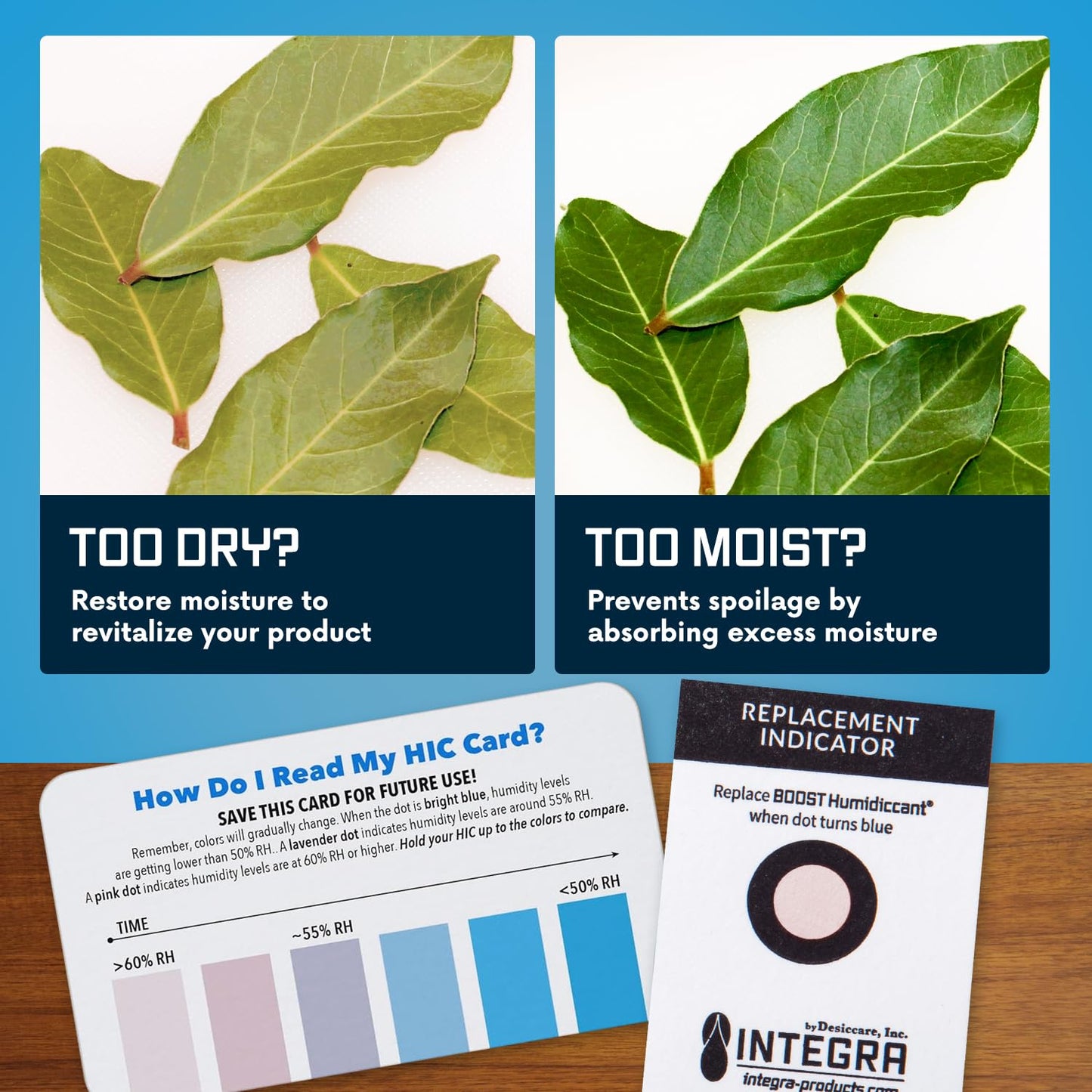 Integra Boost 2-Way Humidity Control Pack - Preserve Flavor & Control Humidity at 55% RH - Moisture Absorber for Herbs, Spices & More - 2 Gram (Pack of 50)