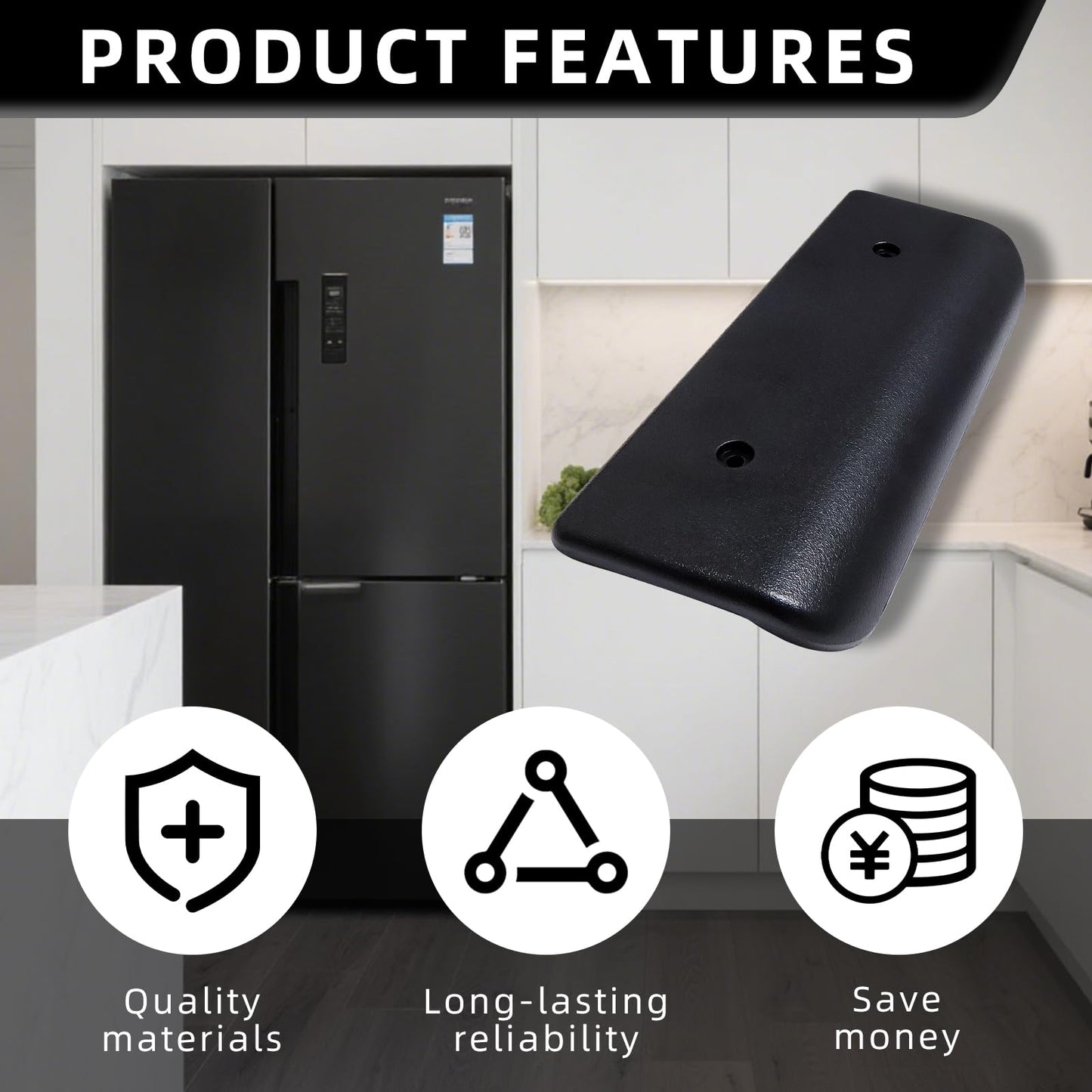 WP67005125 67005125 Refrigerator Freezer Door Handle Fits for Whirlpool Amana Door Handle Refrigerator 1071234 12285403 12285403 (Black 1PC)