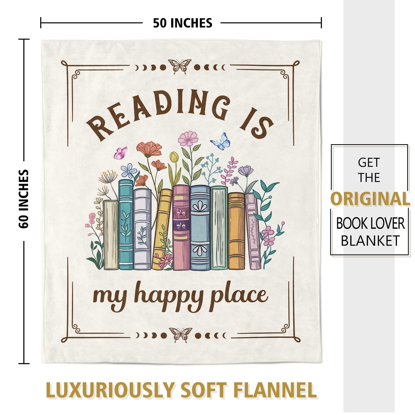 musaecoin Book Lovers Gifts, Reading Blanket Gifts for Book Lovers, Unique Bookish Presents for Reader Bookworm on Birthday Christmas Soft Flannel Throw Blanket 60"x50"