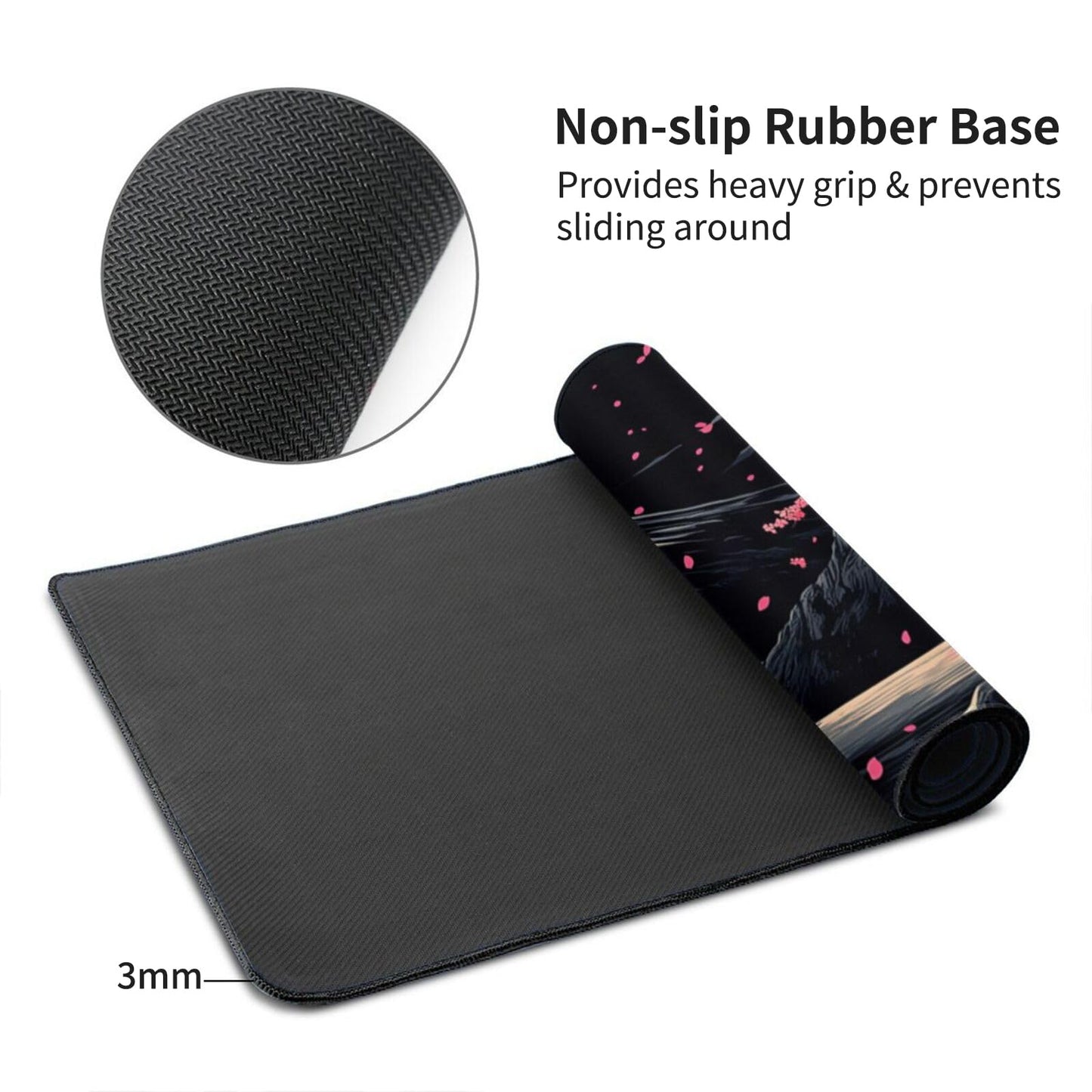 ZOCOZY Extra XXXL Japanese Cherry Blossom Gaming Mouse Pad, Watercolor Mouse Pads Keyboard Mat, Stitched Edges Mousepad, Non-Slip Rubber Base Desk Mat for Office & Home (48x24 Inch)