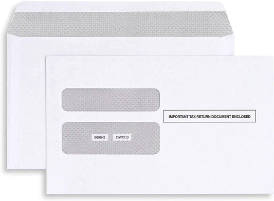 100 W2 Self-Seal Envelopes for W-2 4up Forms, Compatiable with QuickBooks Online, ADP Other Tax Software, 5 5/8” x 9”, Security Tint, 100 Pack