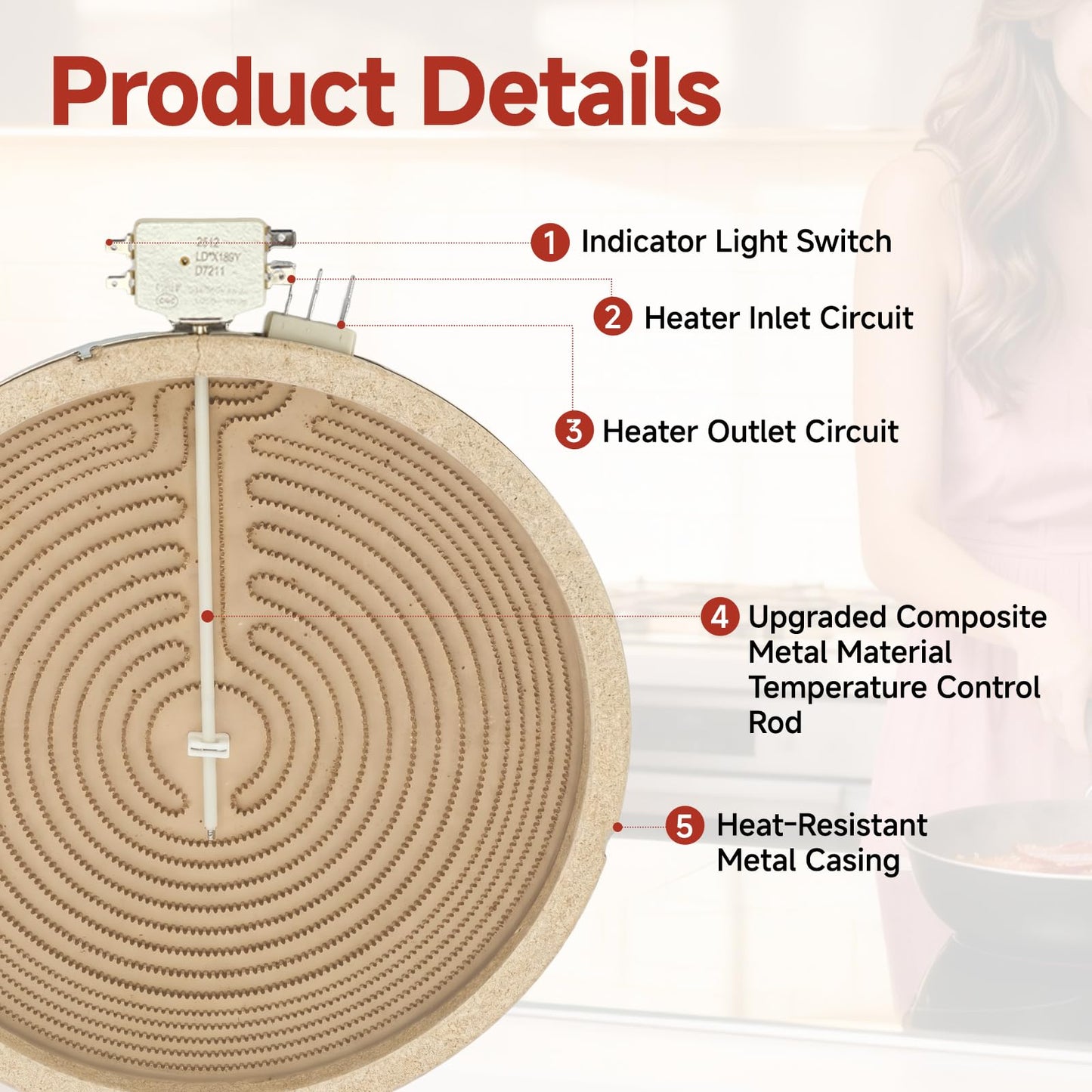 Nurfosttek WB30T10130 Dual Radiant Surface Element, 12 Inch, 3000/1950W 240VAC, Compatible with GE Ranges, Replacement for 1474216, AP4344395, PS2321564, EAP2321564, AH2321564