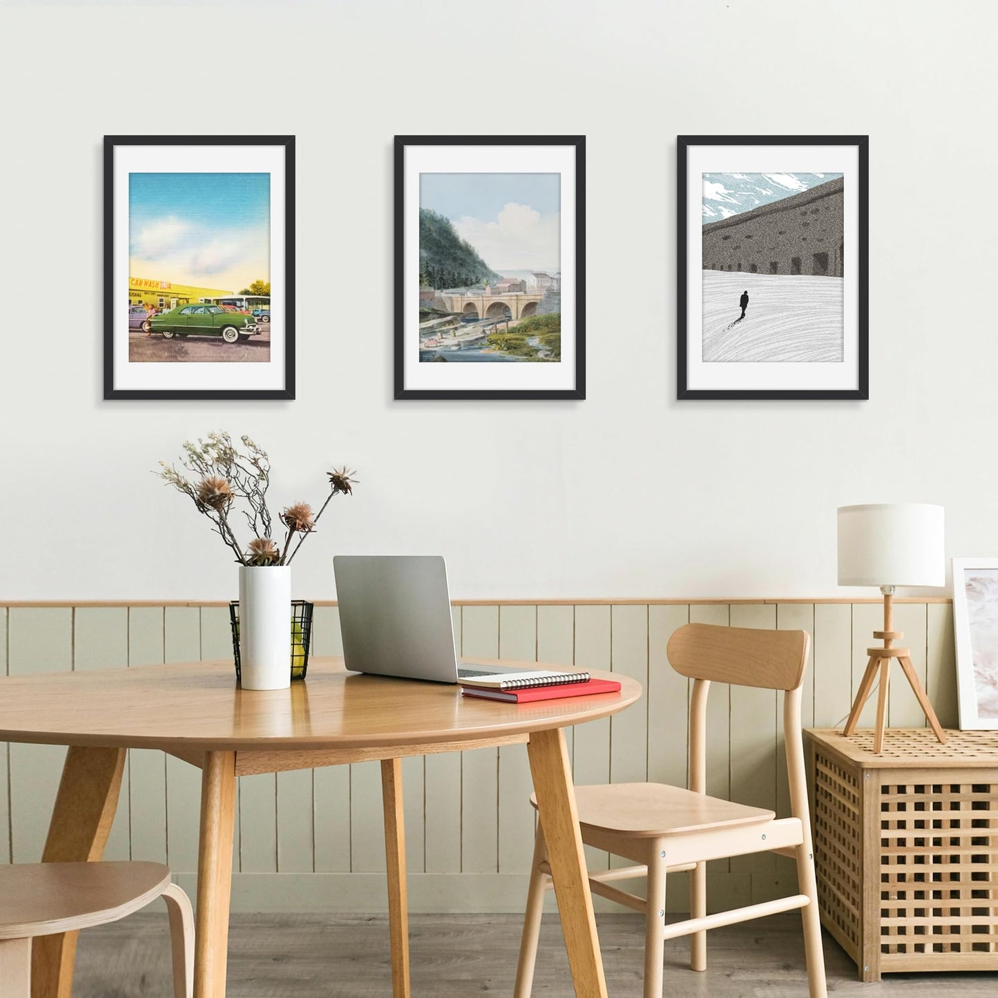 Picrit 14x20 Picture Frame 3 Pack, Black Poster Frame, Display Poster 12 x 16 with Mat or 14 x 20 without Mat for Horizontal or Vertical Wall Mounting