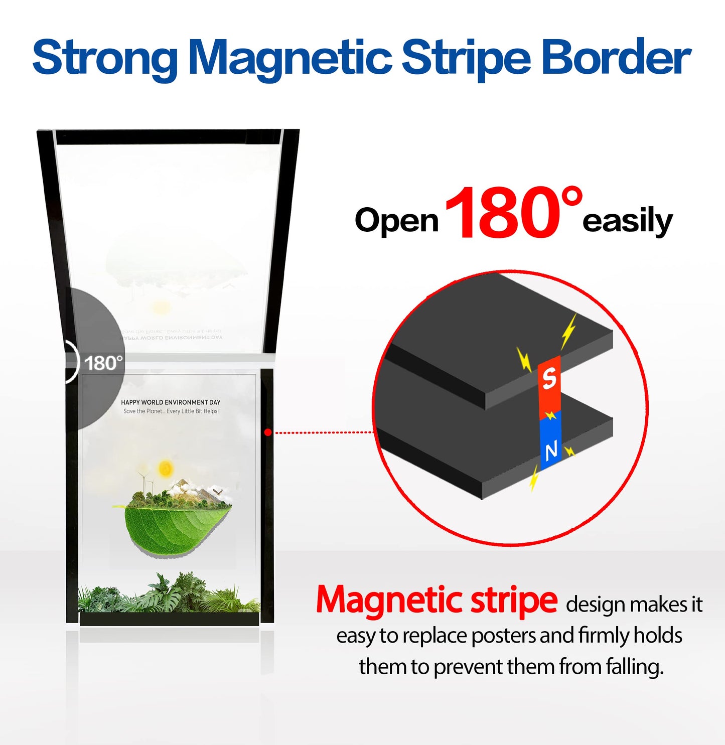 VAIIGO 8.5" x 11" Acrylic Sign Holder Wall Mount, Self Adhesive Magnetic Display Frame with Nano Tape and Strong Magnetic Frames for Wall, Door, Glass, Home, Store, Office (Black, 10Pack)