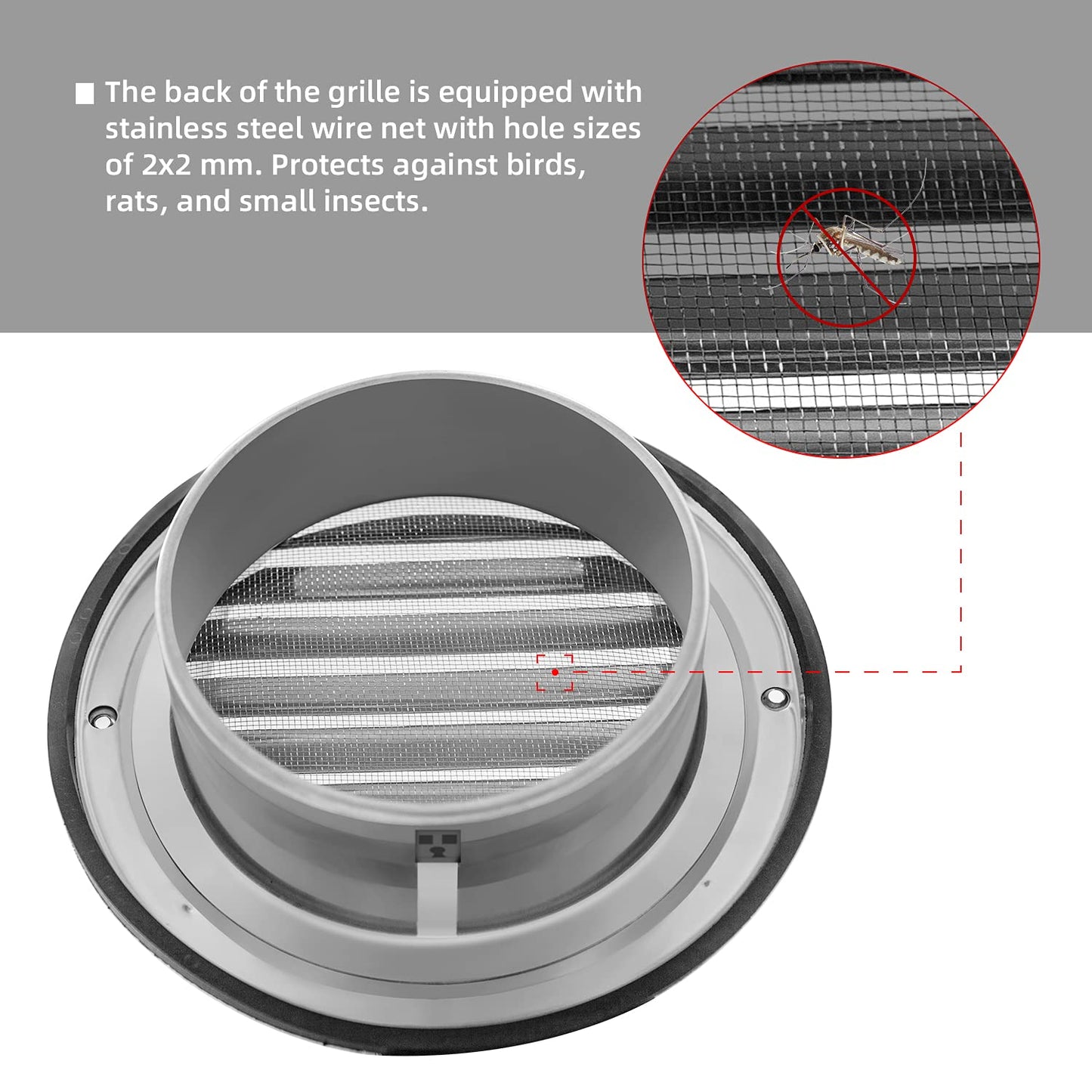 FRESH SPEED 7-Inch Round Stainless Steel Dryer Vent Exhaust Vent Covers for Home-Diameter 180mm