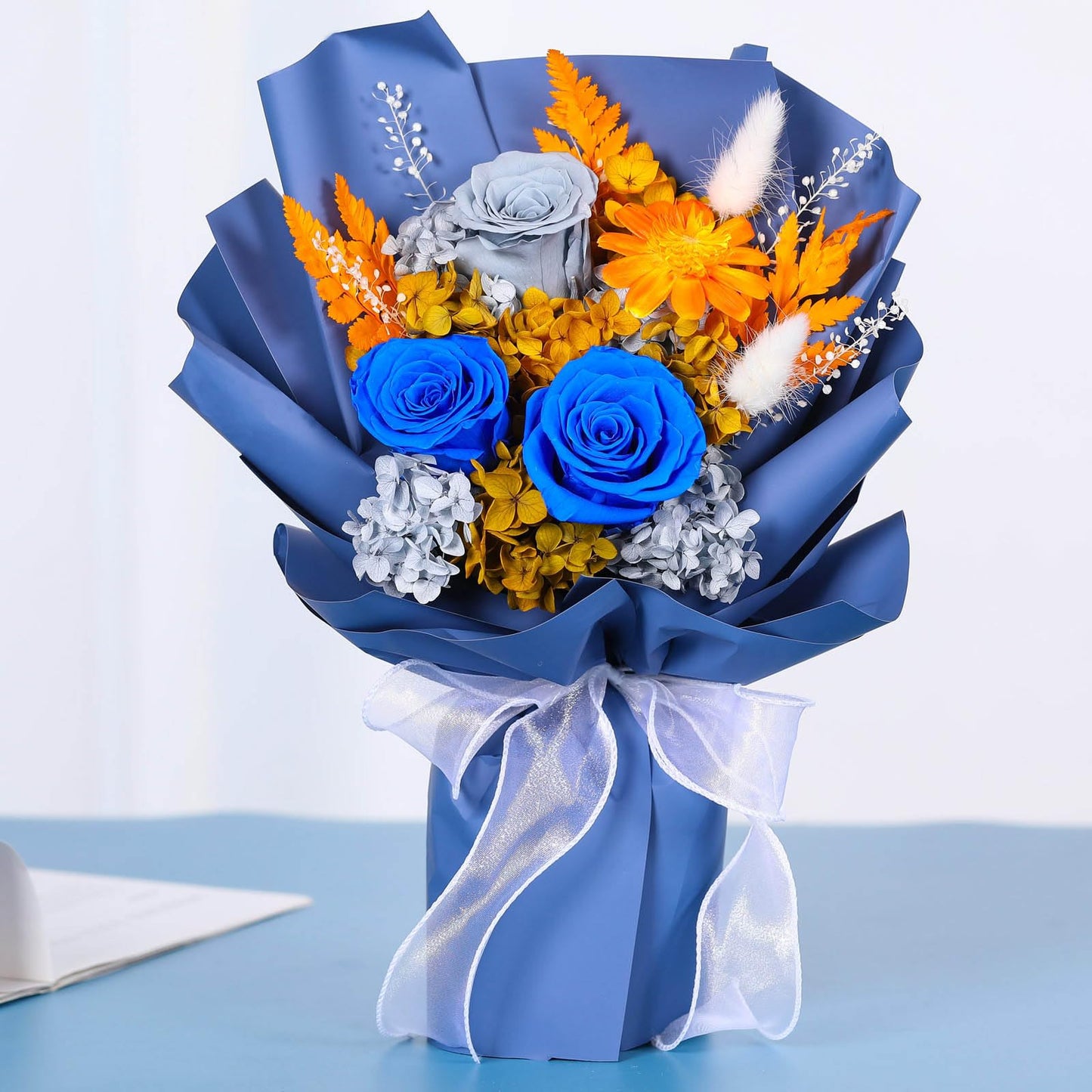 Jtoder Forever Flowers for Delivery, Preserved Long Lasting Flower Bouquets, Blue Rose Bouquet for Mom, Wife or Girlfriend on Festivals Birthday Anniversary