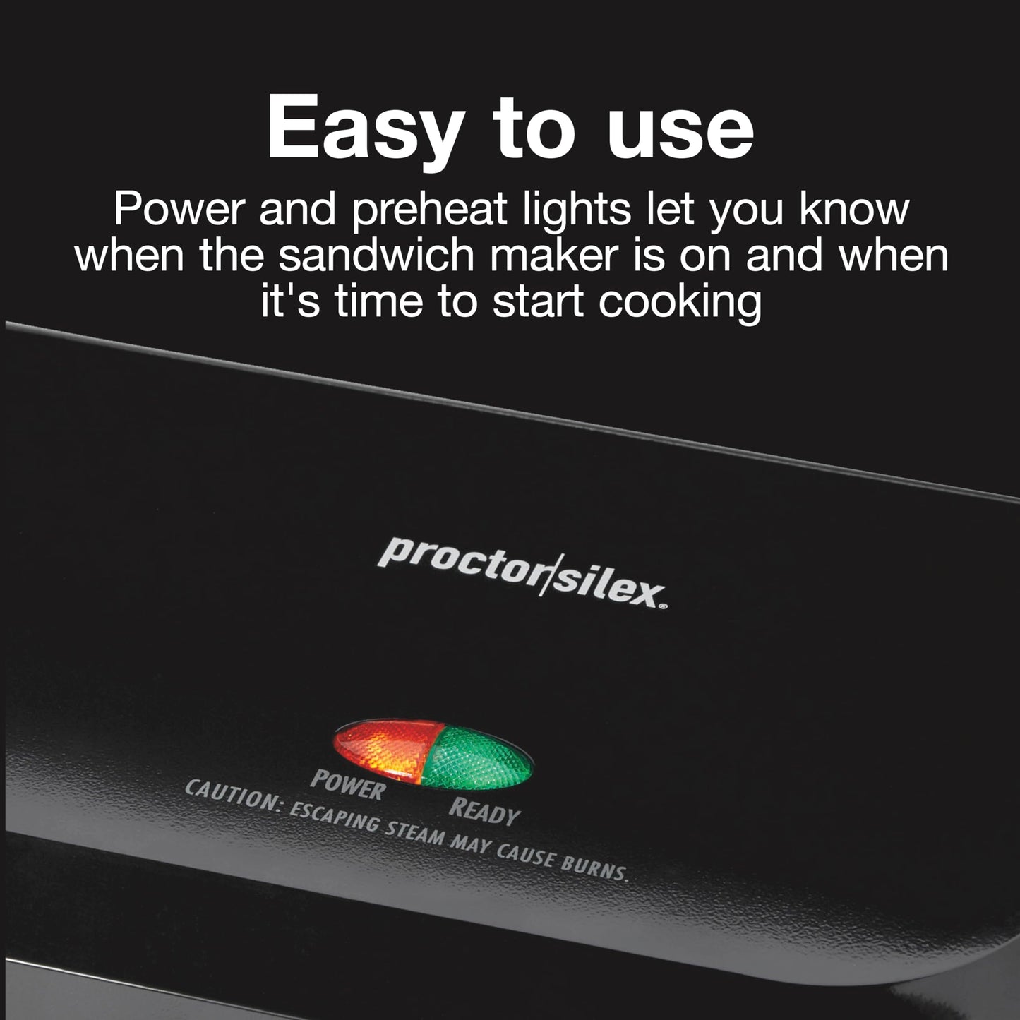Proctor Silex-Panini Press Sandwich Maker and Electric Indoor Grill, Easy Clean PFAS-Free Nonstick Grids, Compact Upright Storage, Black (25440MN)