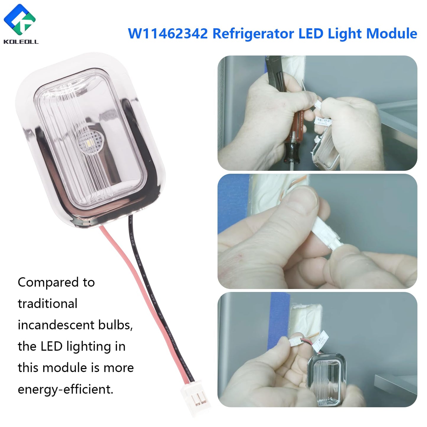 KOLEOLL 5 Pack W11462342 Refrigerator LED Light Module Compatible with Whirlpool Kitchenaid W10607479 W10843339 W10908166 4959065 AP6989197 PS16218086