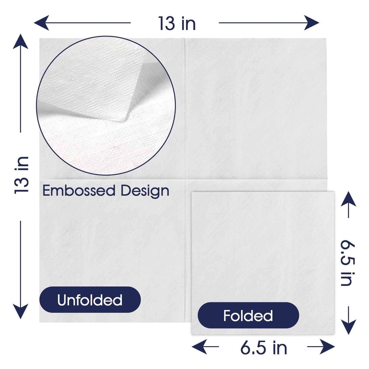 JollyPack 2000 Count White Paper Napkins - 1-Ply 6.5 x 6.5 Folded Bulk Disposable Beverage Cocktail Napkins, Dinner Paper for Restaurants, Bars and Parties - 13 x 13 Unfolded