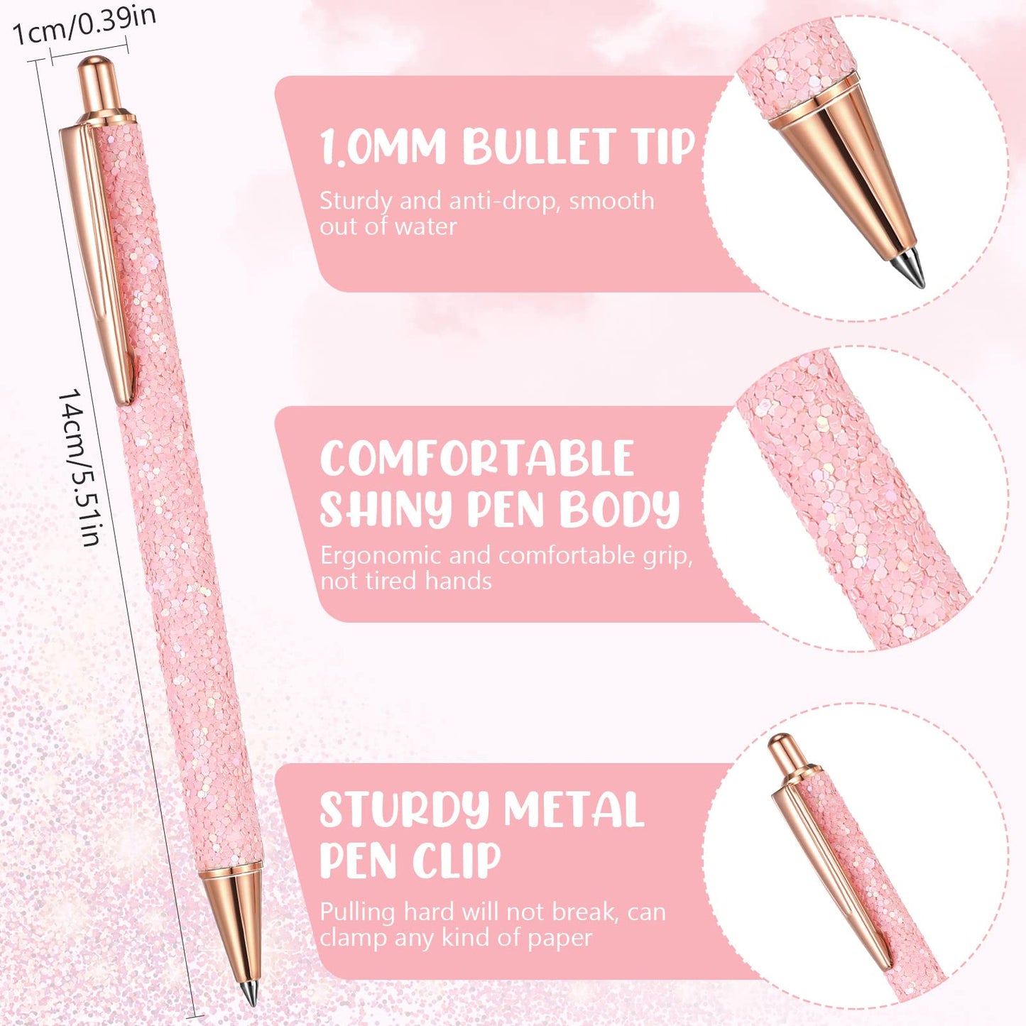 CHENGU 30 Pack Sparkly Fancy Ballpoint Pens Set Glitter Metal Sequins Pens for Women Supplies Black Ink Medium Point 1.0 mm for Birthday Wedding Office School Home Multicolor