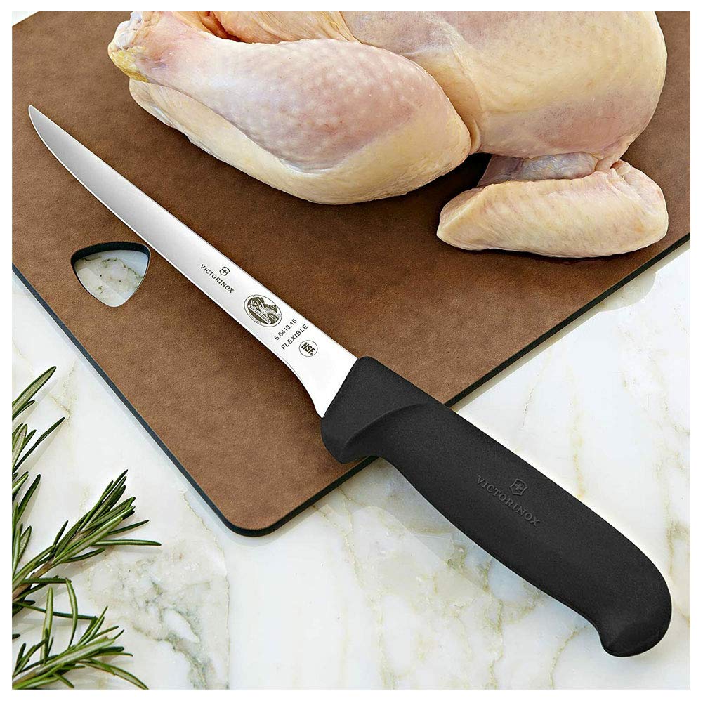 Victorinox Fibrox 6 Inch Flexible Boning Knife, Straight Blade, Black