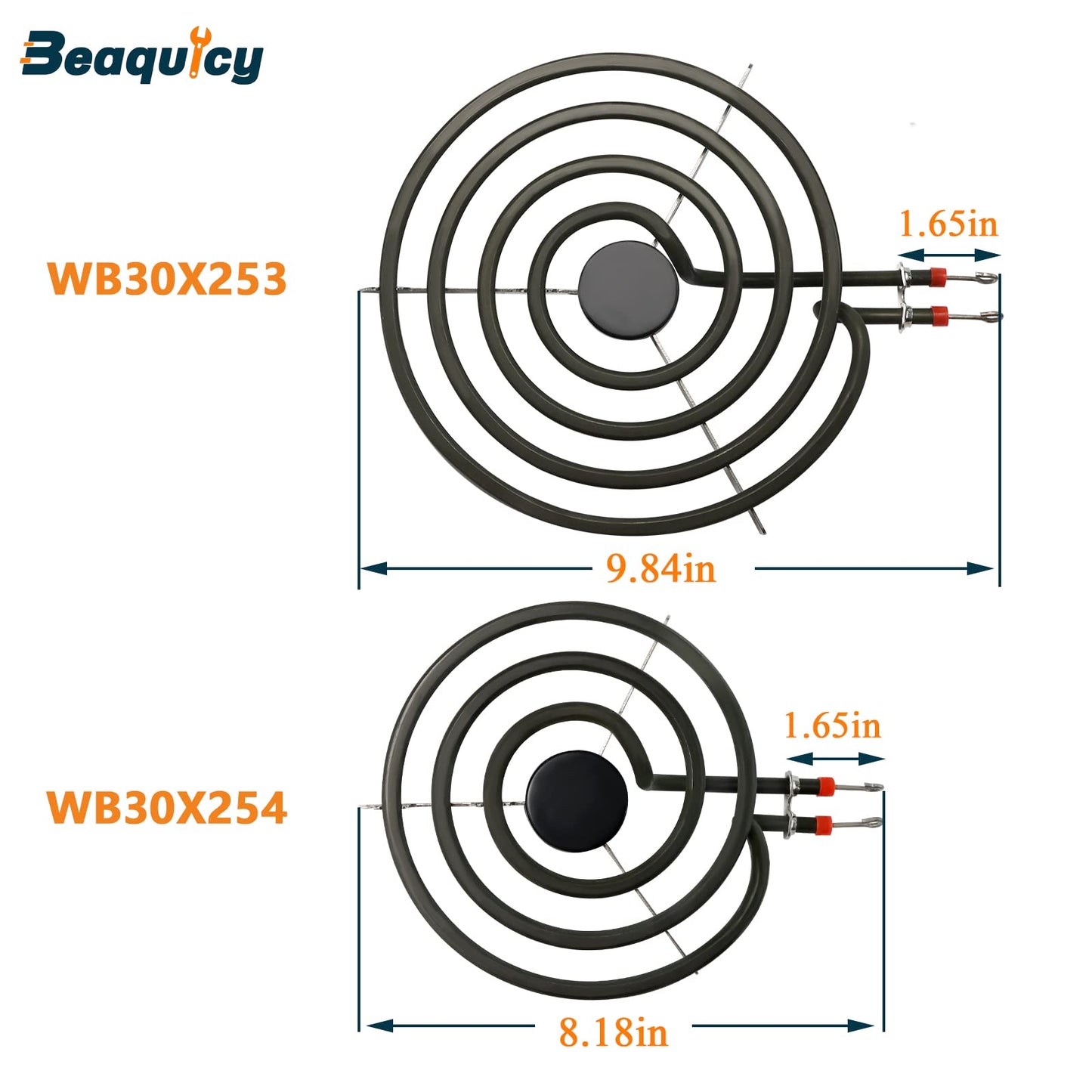 SP22YA Electric Range Burner Surface Element by Beaquicy - Replacement for G-E Hot-point Ken-more Ranges/Stoves - Includes 1 WB30X253 8-Inch and 3 WB30X254 6-Inch Burners