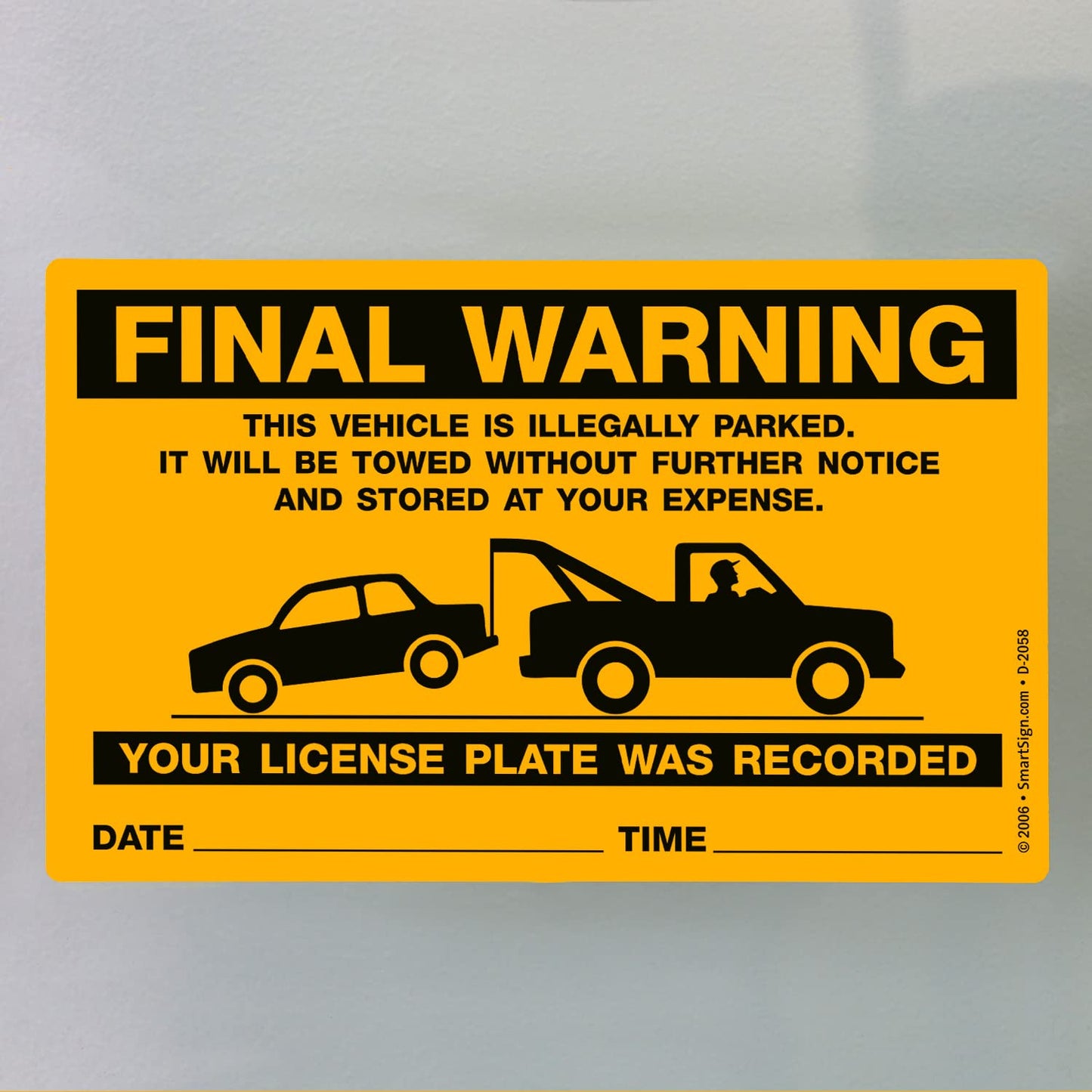 SmartSign Final Warning Parking Violation Stickers | Book of 50 Stickers with Liners, 5 x 8 inch, Vehicle Illegally Parked Sticker, Hard to Remove Write-On Tickets, Fluorescent Orange