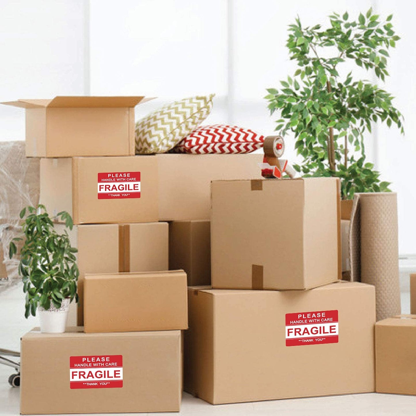 Anylabel 3 x 2 inch Handle with Care Fragile Thank You Warning Packing Shipping Label Stickers Permanent Adhesive (12 Rolls, 6000 Labels)
