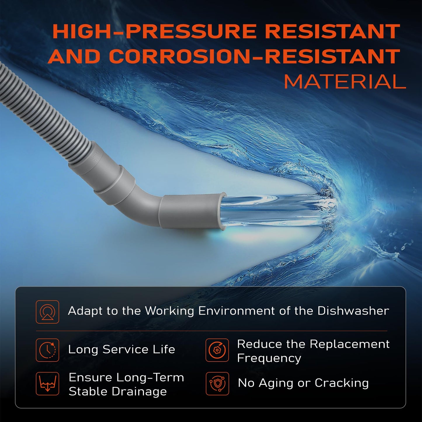 DD81-01502A Dishwasher Water Hose Compatible with Samsung DW80K5050UB/AA-00 DW80F600UTW/AA-00 DW80F600UTW/AA-01 DW80J3020US/AA-00 Universal Replacement Parts Inner Drain Tube