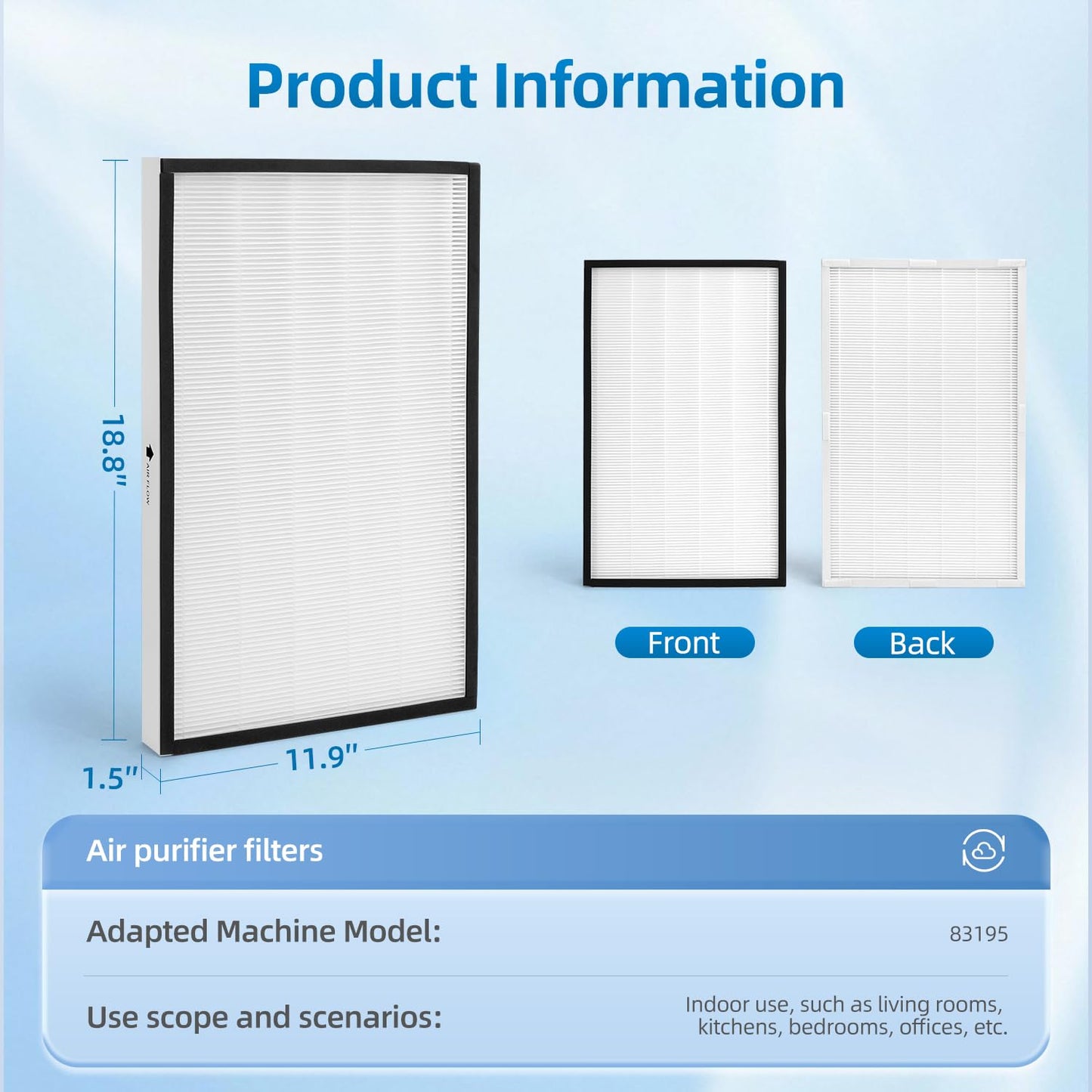 83195 Filter Replacement Compatible with Kenmore 83254 83396 85254 F-K3 Air Purifiers,1 High - Efficiency Filter + 4 Activated Carbon Pre-Filters