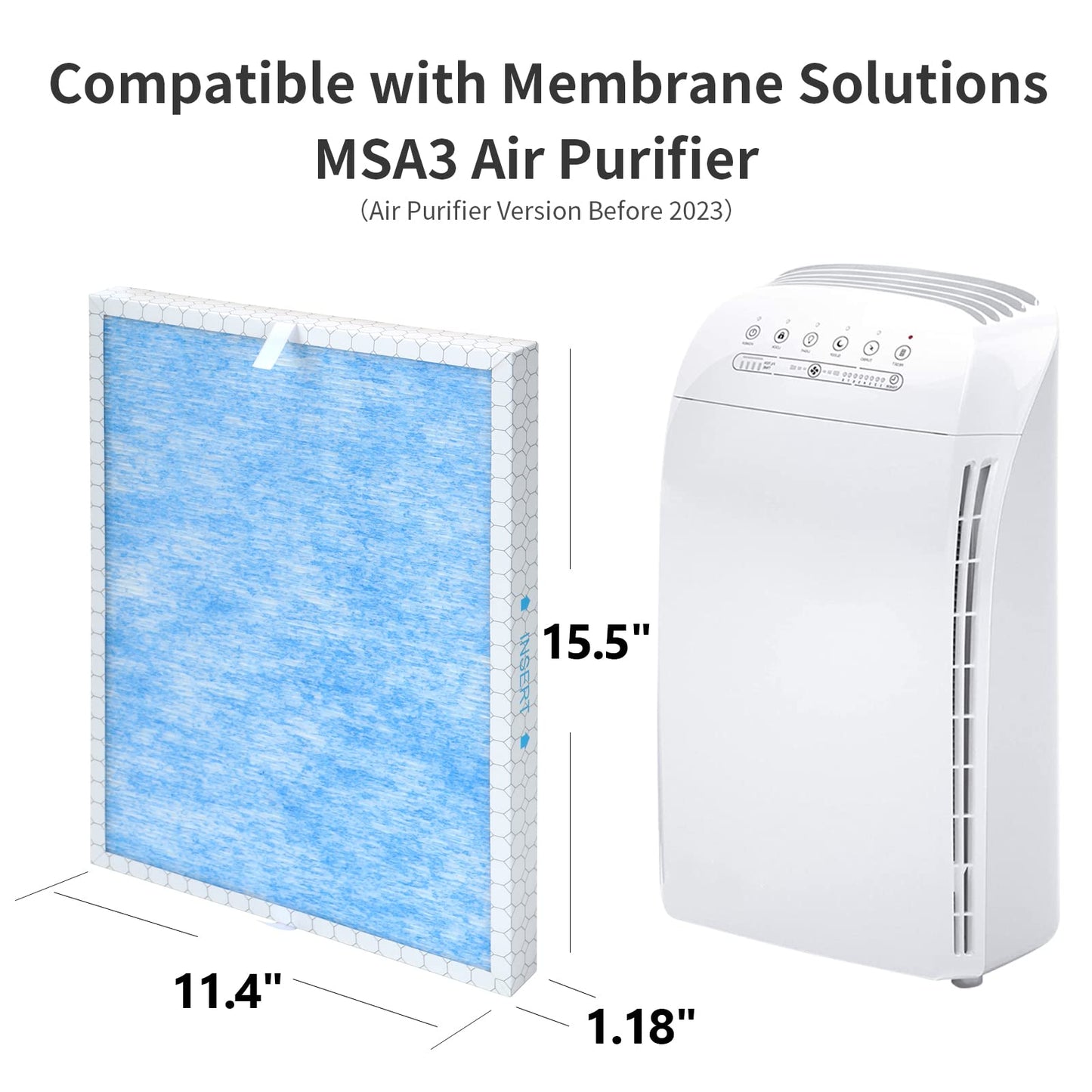 GoKBNY MSA3 Filter Replacement Compatible with Membrane Solutions MSA3 Purifier and MSA3S Smart Purifier, 3-in-1 Filters (3-Pack)