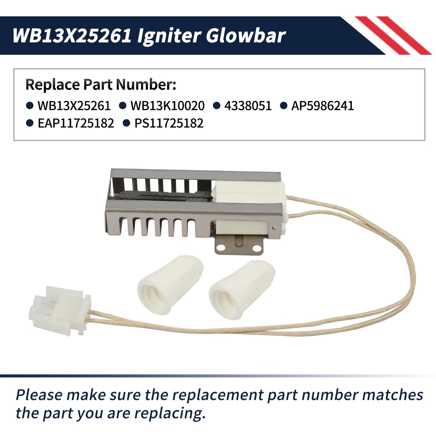 Promrmr Igniter Glowbar Broil WB13X25261, WB13K10020, Fit for GE Hotpoint Gas Range Oven Igniter Replace 4338051, AP5986241, EAP11725182, PS11725182, PD00025313 Range Broil Igniter