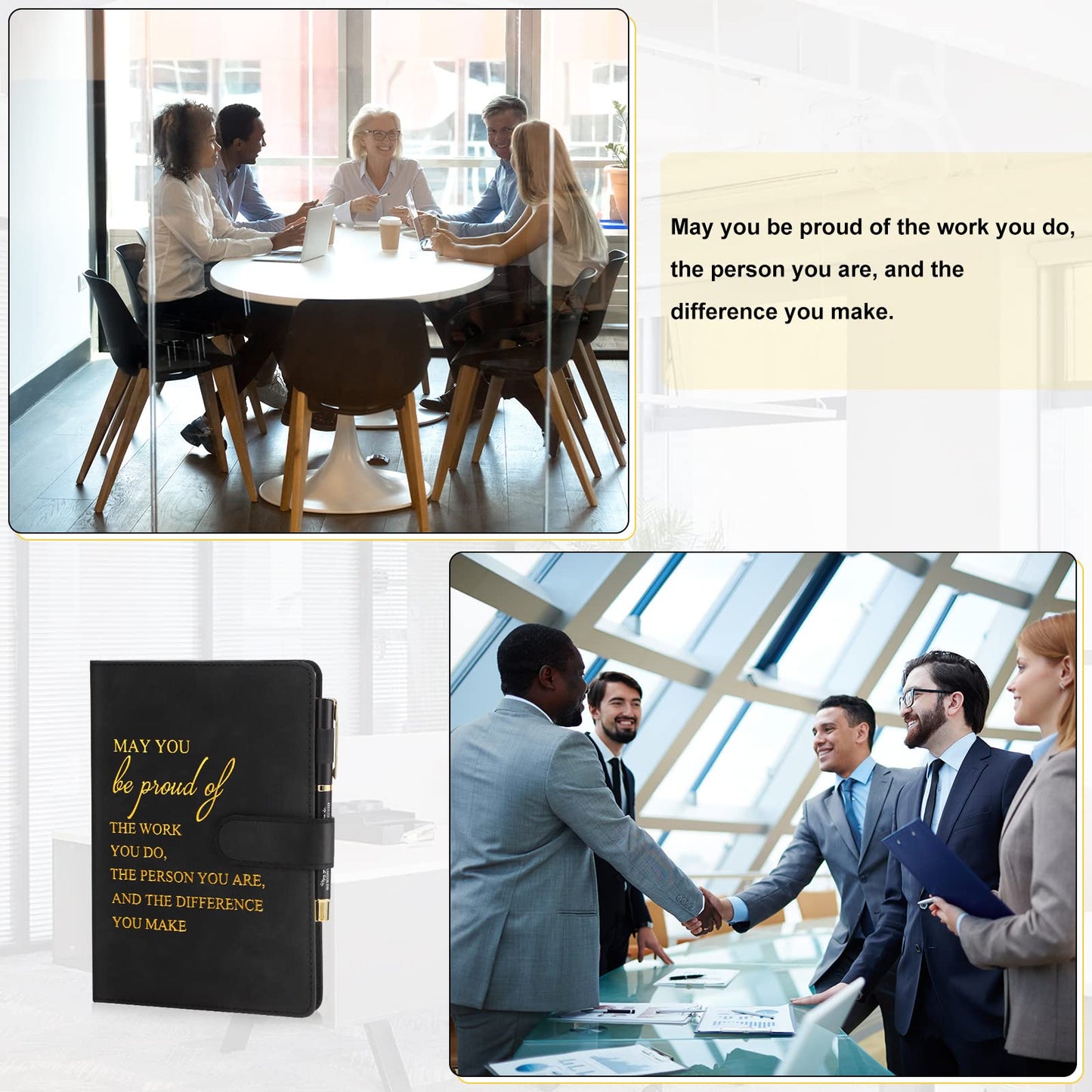 Kosiz 20 Pcs/10 Sets Employee Appreciation Gift Bulk A5 Leather Notebook and Inspirational Journal Pen Thank You Gift for Fathers Day Coworkers Teacher CNA Nurse(Black,Proud)