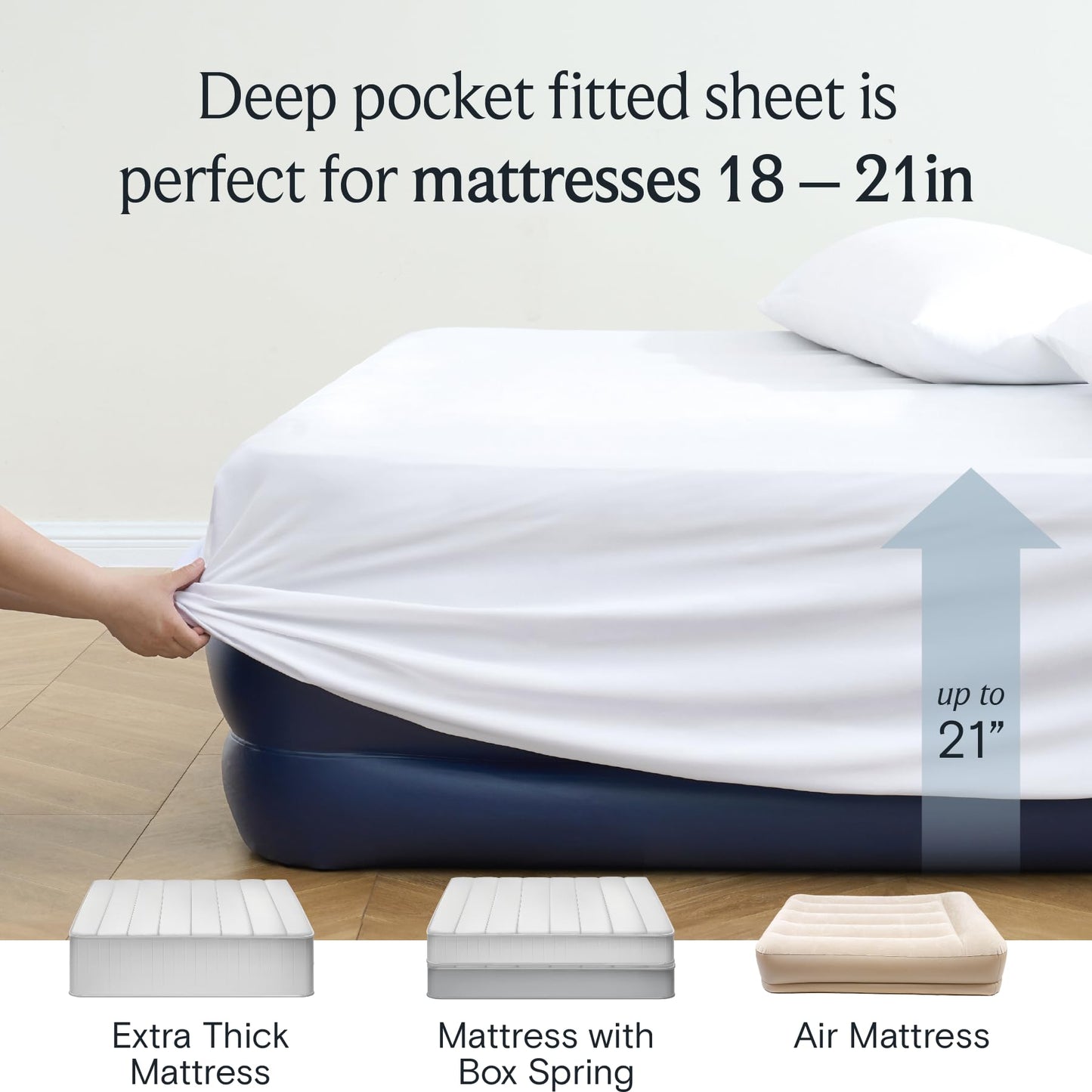 LuxClub 4 PC King Size Sheet Set Bed Sheets Deep Pockets 18" Wrinkle Free Cooling Bed Sheets Machine Washable Hotel Bedding Silky Soft - White King