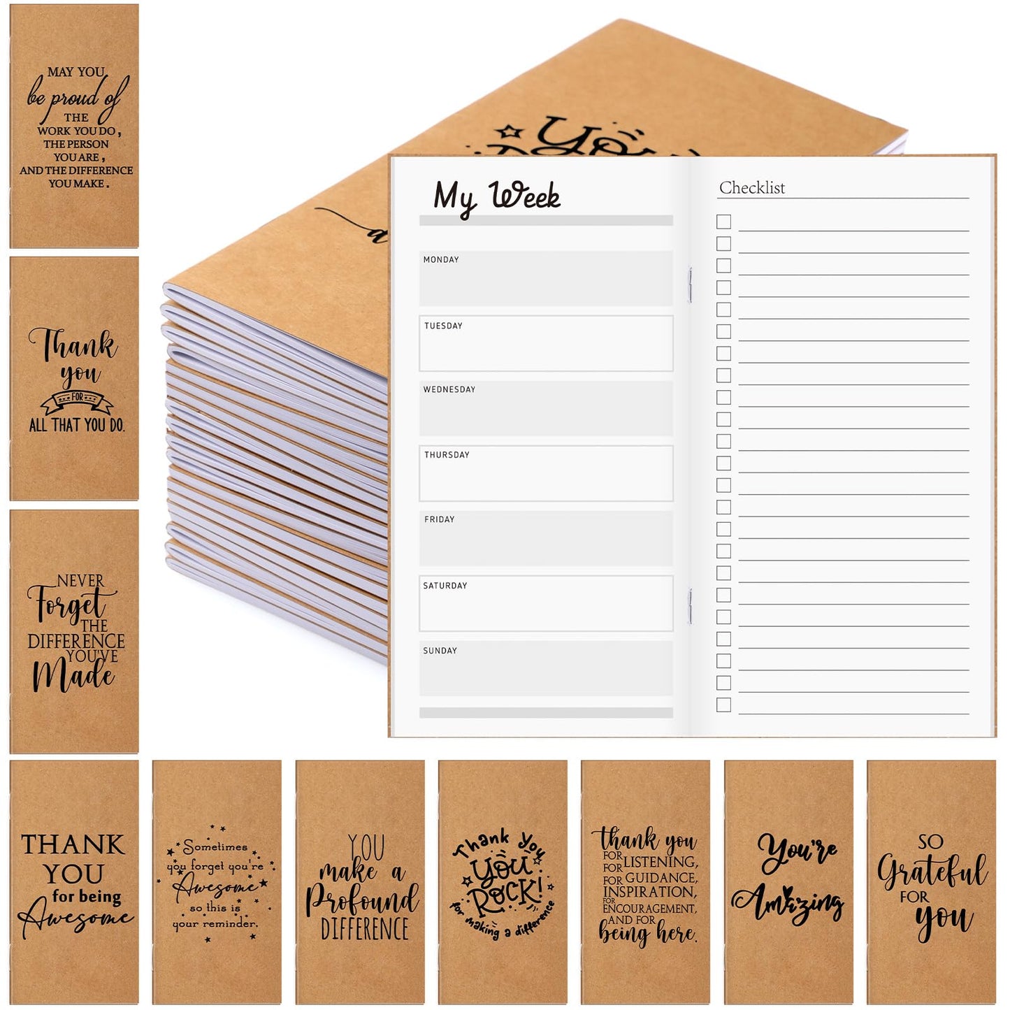 Yeaqee 50 Pcs Employee Appreciation Gifts Undated Weekly Pocket Planners Bulk to Do List Inspirational Habit Track Notebooks for Teacher Boss Nurse Volunteer Social Worker(Motivational)