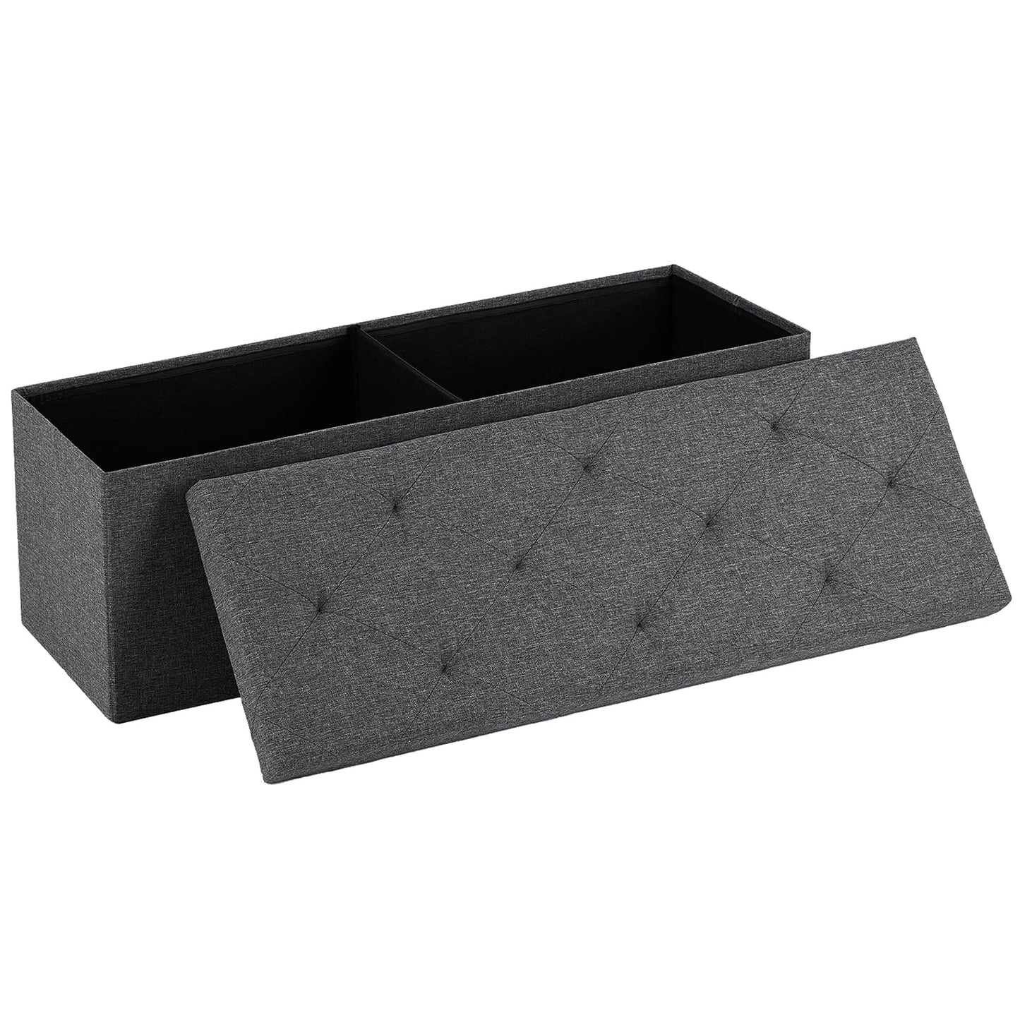 DUMOS 43in Storage Ottoman Bench, Storage Chest, End of Bed Foot Rest Stool with Padded Seat, Bedroom Bench for Living Room, Entryway, Support 660lbs, Grey