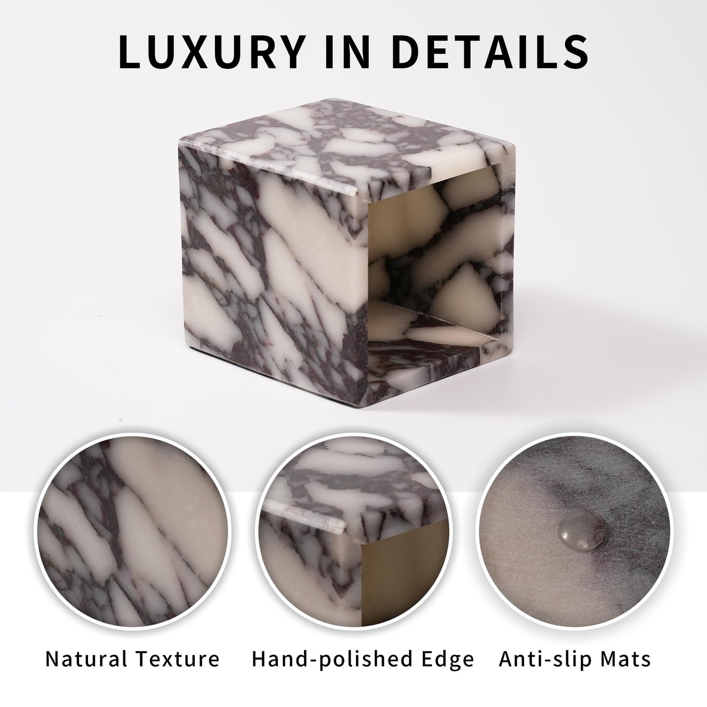 LWALMS Marble Makeup Brush Holder - Viola Candle Toothbrush Cup For Bathroom Accessories, Decorative Pencil Organizer For Office Desk Aesthetic, Stone Utensil Container For Kitchen Countertop