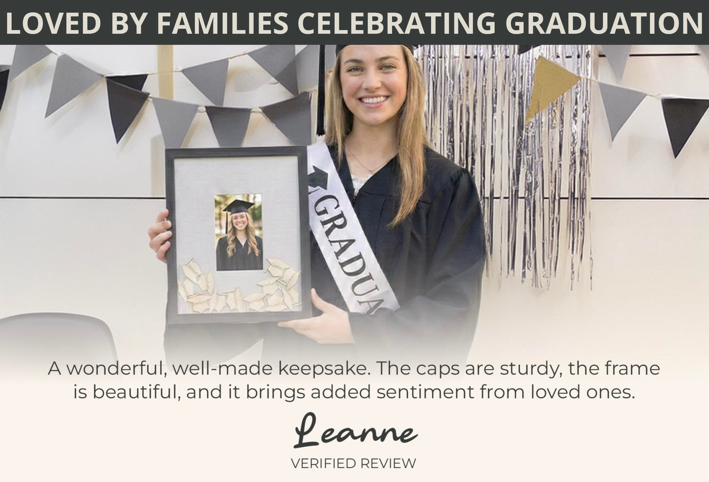 Graduation Guest Book 2026 – Wooden Cap Drop Frame Guestbook for Graduation Party with Wooden Grad Caps, Photo Slot & Pen, Grad Guest Book, Graduation Sign in Book, Graduation Book to Sign, Grad Party