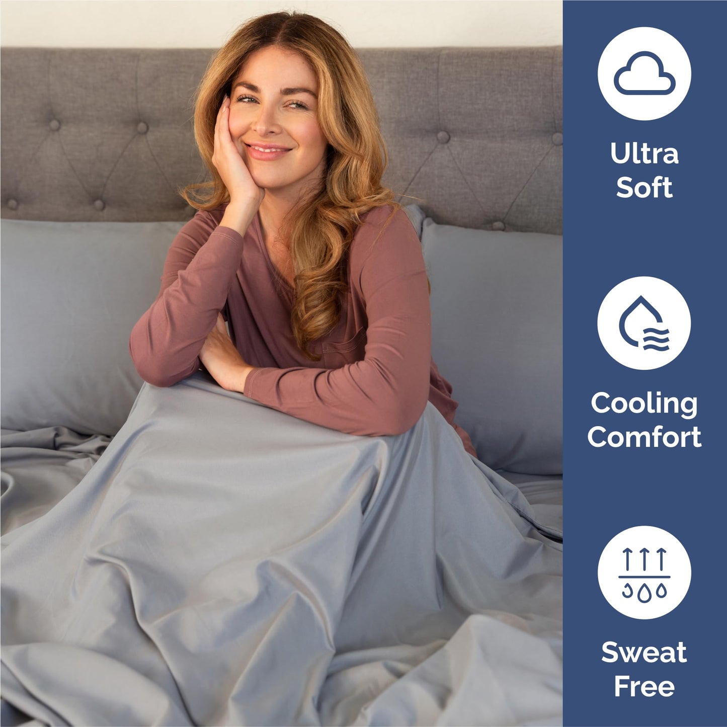 Split King Size 5 Piece Sheet Set - Comfy Breathable & Cooling Sheets - Hotel Luxury Bed Sheets for Women & Men - Deep Pockets, Easy-Fit, Soft & Wrinkle Free Sheets - Steel Blue Oeko-Tex Bed Sheet Set
