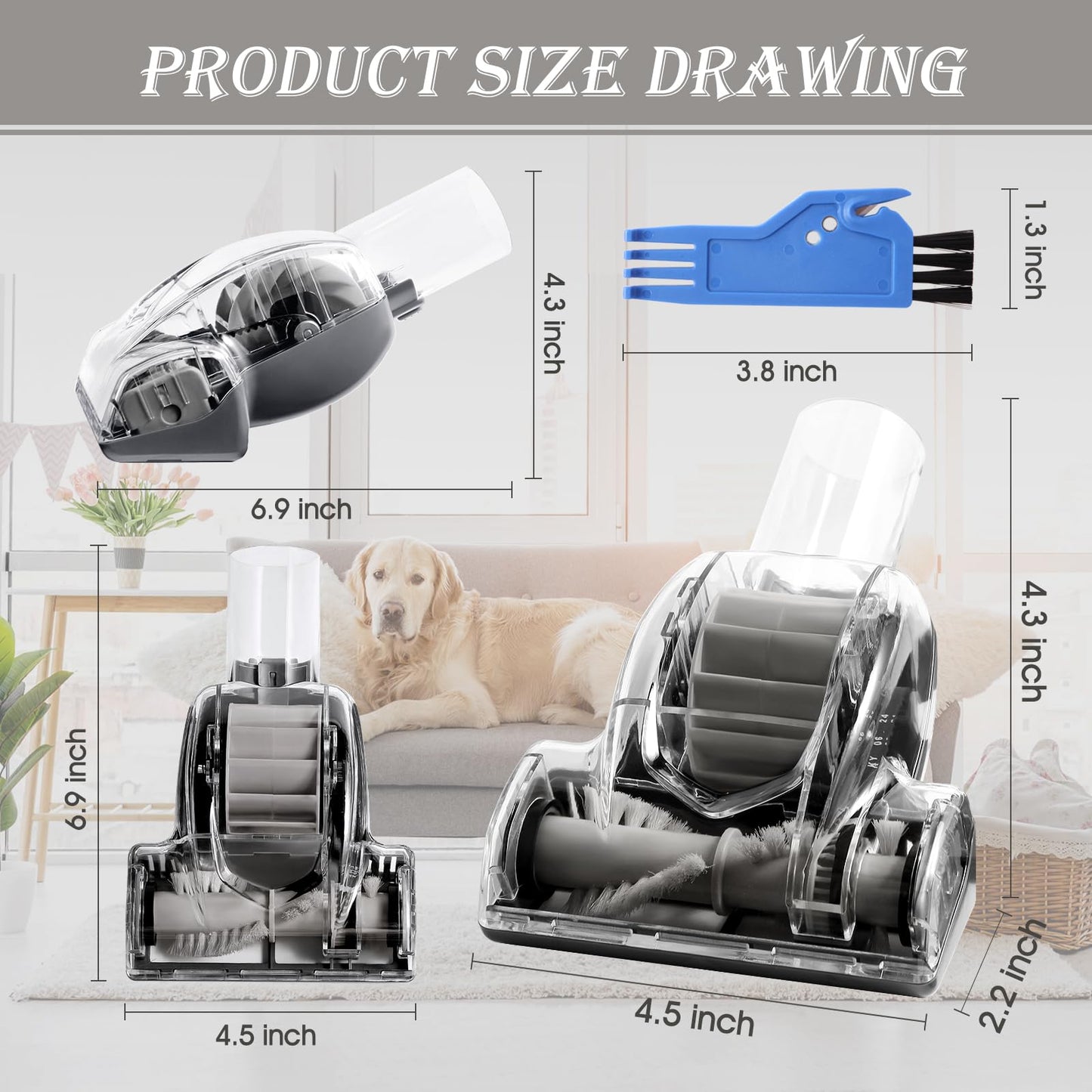 Upgraded Pet Hair Power Brush Tool Attachment for Shark Navigator Lift-Away Deluxe Upright NV360 NV350 NV352 NV356E NV370 NV22L UV420 UV410 UV440 Vacuum Replacement Parts Numbers 119FFJ Gray