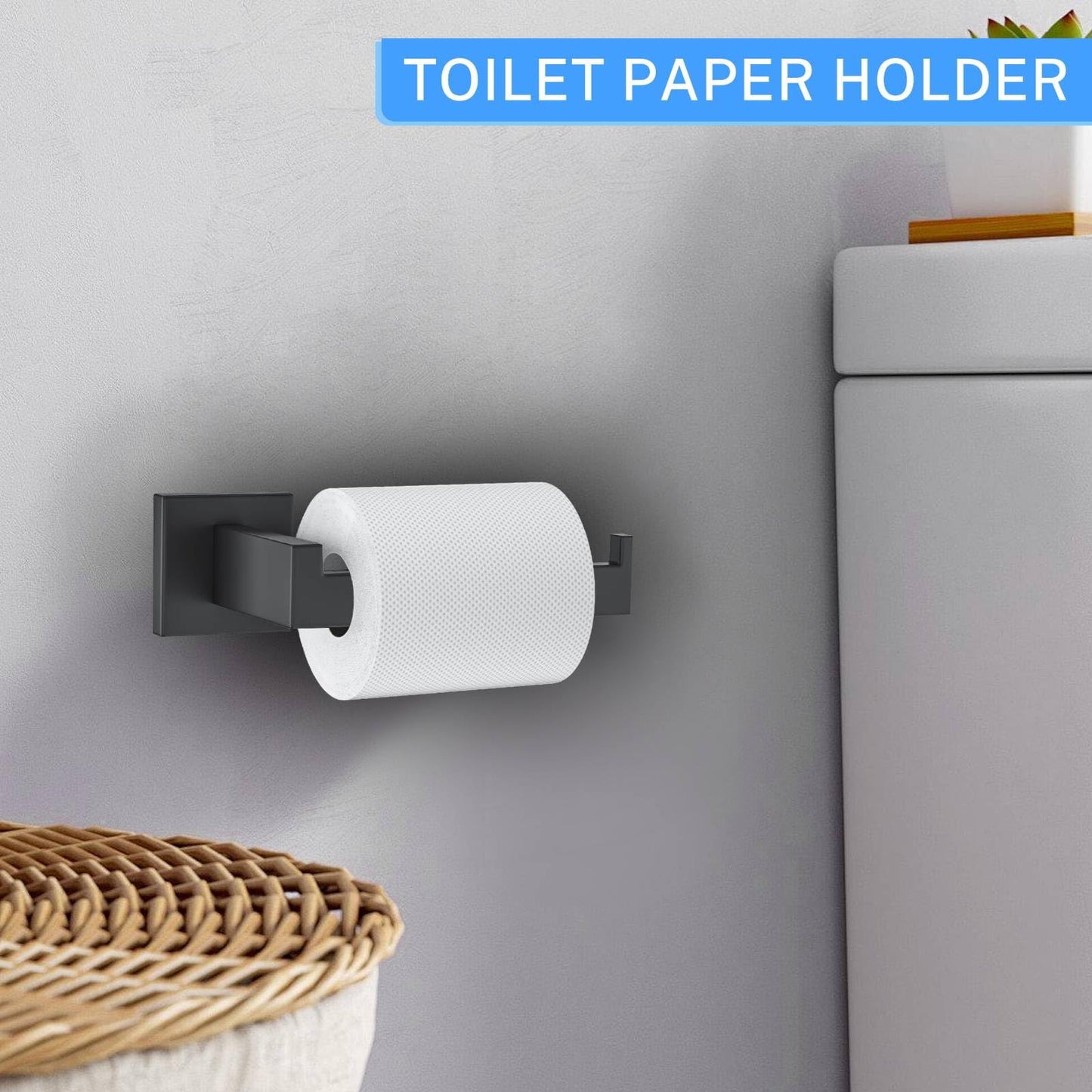 10-Piece Matte Black Bathroom Hardware Accessories Set Black Towel Bar Set Towel Holder Set Stainless Steel Wall-Mounted Towel Rack Set for Bathroom,23.6 Inch Towel Bar