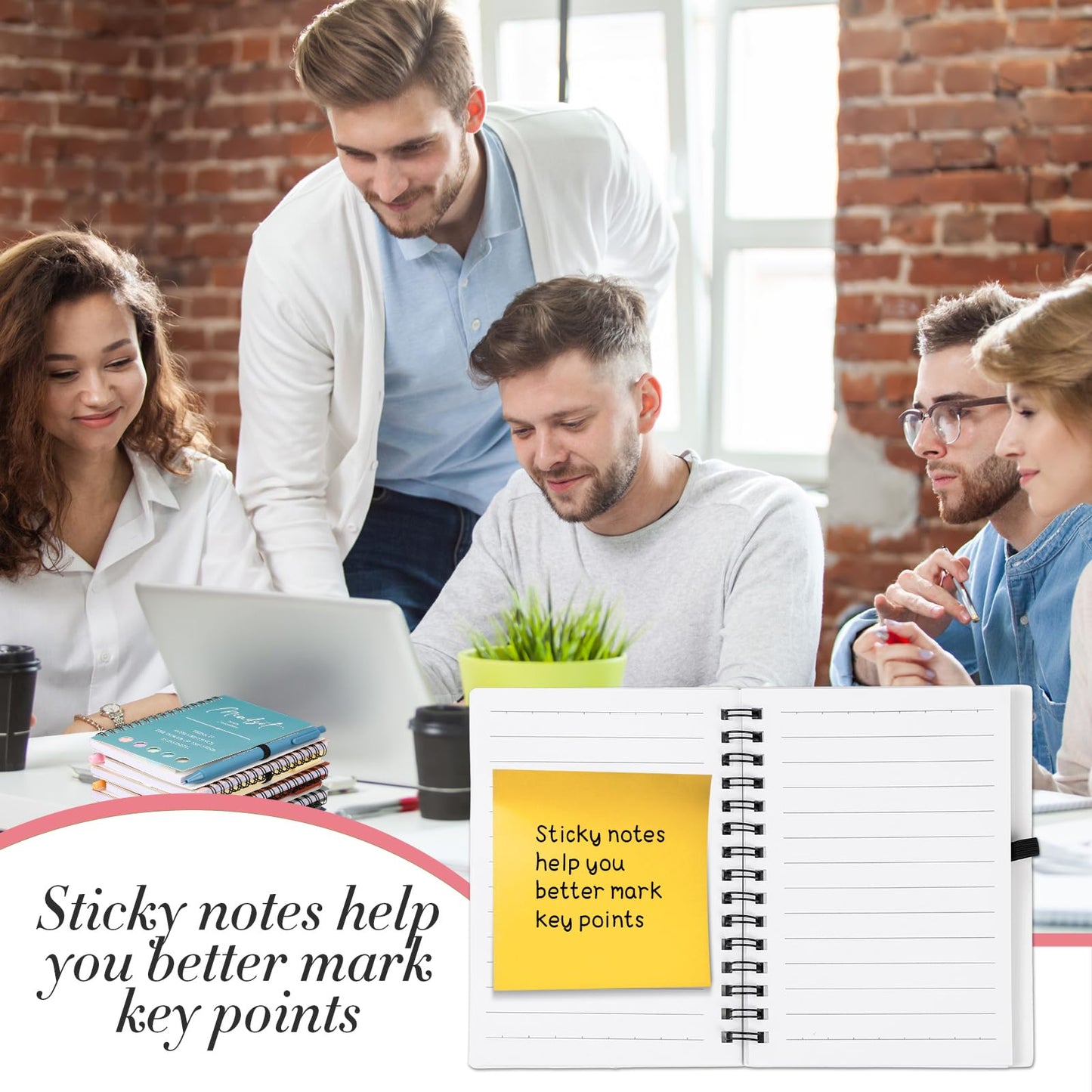 TecUnite 40 Pcs Motivational Spiral Notebooks with Sticky Notes Pen Inspirational Journals Bulk Appreciation Gift for Teacher Nurse Graduation Employee Team Coworker Staff (Macaron)