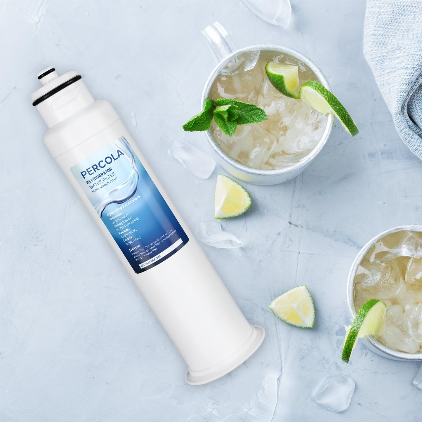 PERCOLA HX2017FR-A Water Filter, Compatible with Hisense HX2017F-A, HRF266N6CSE1, HRF266N6CSE, HRF209N6CSE, HRF254N6TSE, HRF254N6DSE, HRF210N6CBE, Mora MRF211N6CSE, MRF266N6CSE, 2 Pack