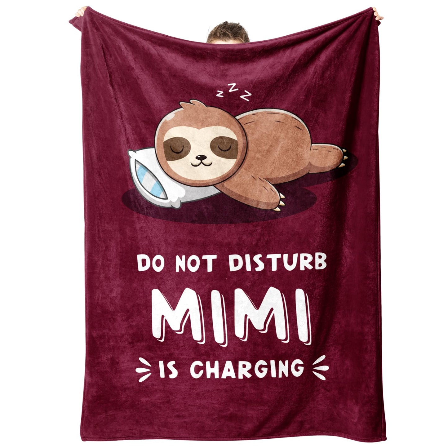 Funny Gifts for Mimi, Mimi is Charging Sloth Blanket, Birthday Gifts for Mimi from Granddaughter and Grandson, Mimi Gift for Mothers Day, Soft Sloth Throws Blanket for Mimi 60" x 50"