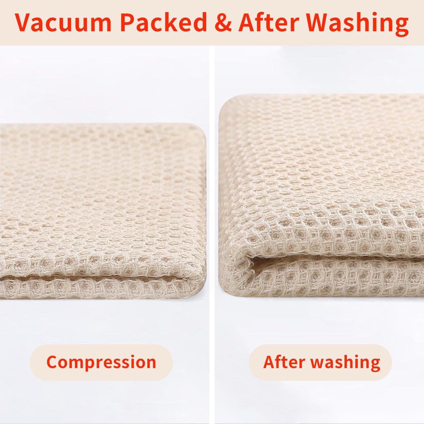 Homaxy 100% Cotton Kitchen Towels and Dishcloths Set, 12 x 12 Inches and 13 x 28 Inches, Set of 8 Bulk Kitchen Towels Set, Ultra Soft Absorbent Dish Cloths for Washing Dishes, Beige