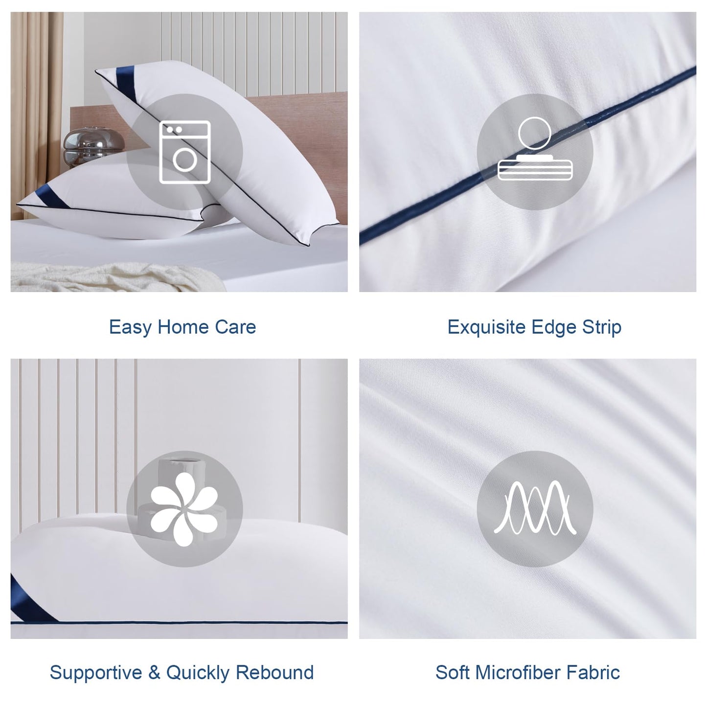 Meoflaw Pillows Queen Size Set of 4,Soft Microfiber Queen Pillows with Hollow Fiber,Hotel Quailty Bed Pillows for Sleeping 4 Pack for Back,Stomach Sleeper