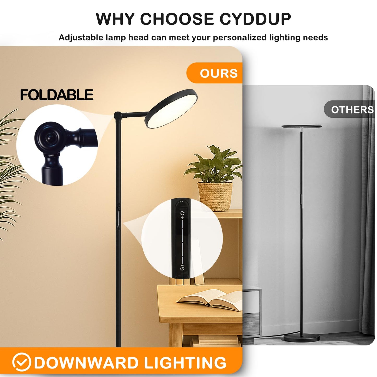Lsoppn Sky Floor Lamps for Living Room, 30W/3000LM Super Bright LED Torchiere Lamp, Remote Control Stepless Dimmable Tall Standing Lamp, Modern 6ft Floor Lamp for Bedroom, Office