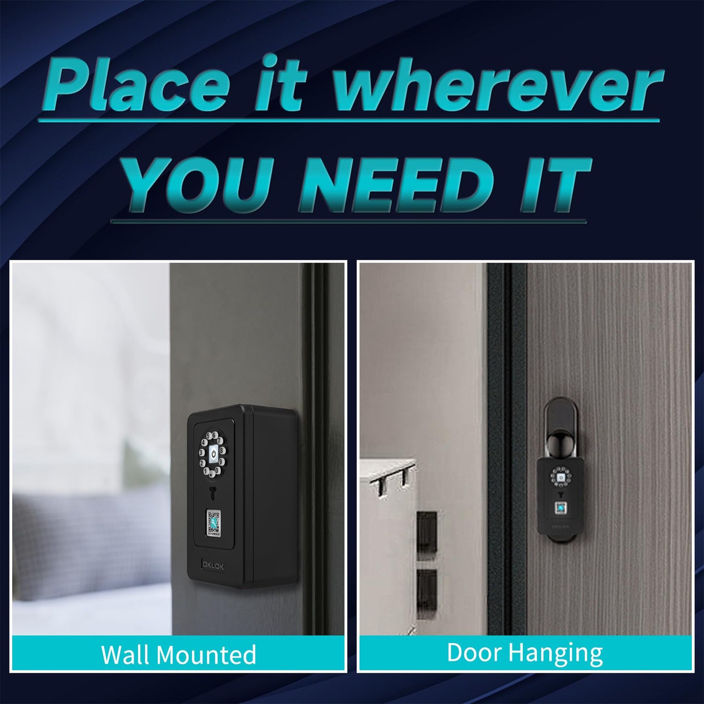 SFW NEW Smart Lock Box, Bluetooth Key Box with App Control & Passcode, Waterproof Wall Mounted & Door Hanging Security Key Lock Box for Home Realtor Office Warehouse