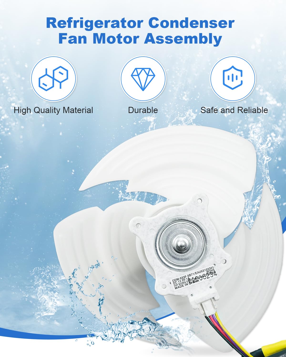 ULXIOM Refrigerator Condenser Fan Motor Assembly Fits for LG, Replaces EAU63103301 EAU63103302 AP6235485 4509126