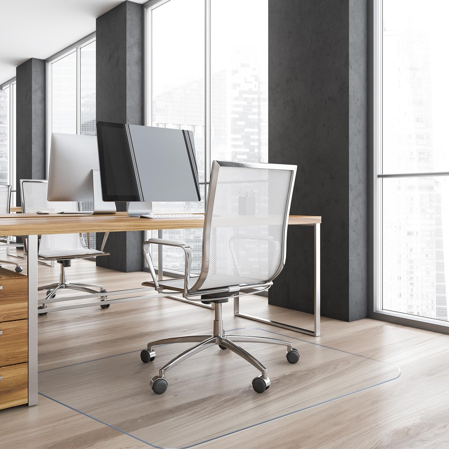 Yecaye Office Chair Mat for Hardwood Floor, Clear Computer Desk Chair Mat, PVC Heavy Duty Floor Protector for Rolling Chairs, 1.7mm Thick Chair Mat (Transparent, 48" x 55" x0.07'')
