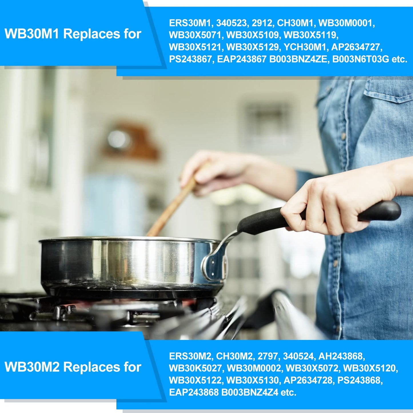 Upgraded WB30M1 WB30M2 Electric Stove Burners Replacement for GE Hotpoint Stove Element,Electric Range Burner Stove Coil for GE Stove Burner Replacement Parts,for GE Stove Top Element Burner (4 Pack)