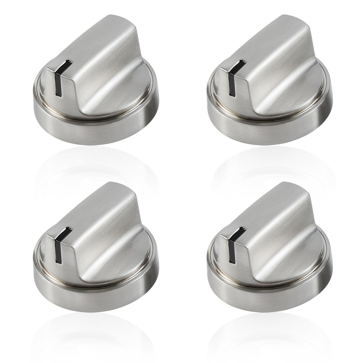 atgestore WB03X29300 Stainless Steel Stove Knobs Replacement for GE Stove Parts Gas Range Knobs JGP3030SLSS JGP3036SL1SS JGP3030SL1SS GE Cooktop Knob Metal Control Surface Burner Knobs 4 Pcs