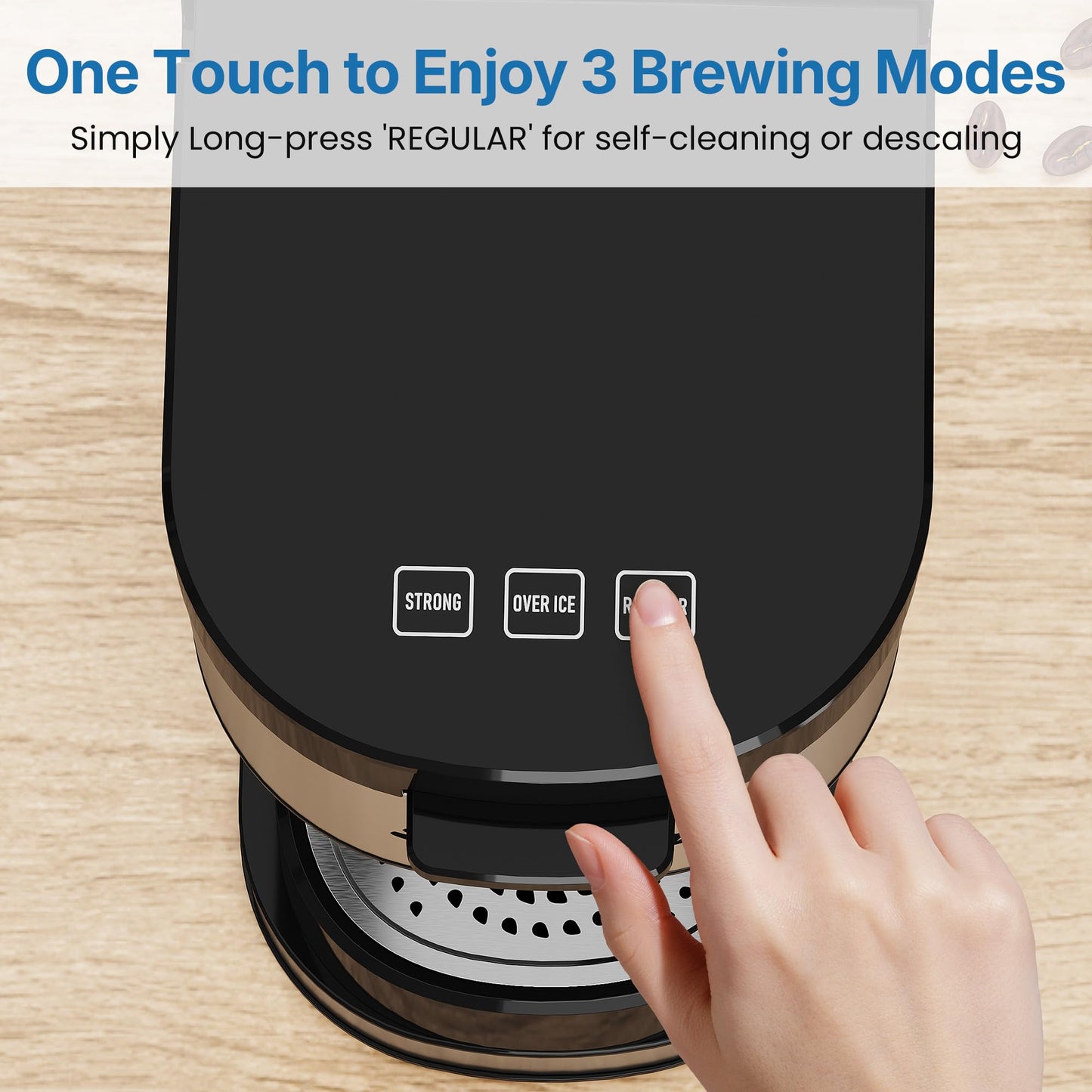 SUNVIVIPRO Single Serve Coffee Machine Brewer: 3-in-1 Iced Coffee Maker for K Pod Pods, Ground Coffee, and Teas with Removable Water Reservoir 6 to 14oz, 2 Cup Trays, Self-Cleaning Function, Black