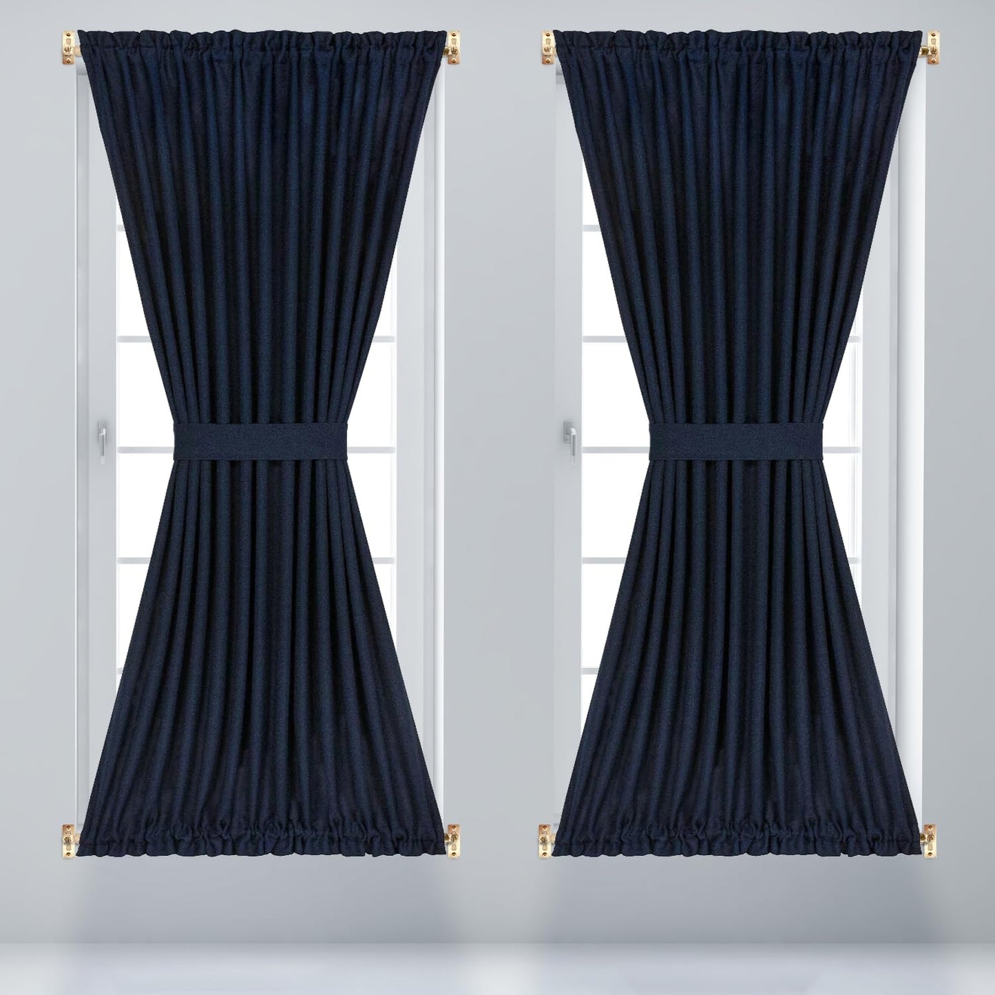 Amazing Drapery Hardware White Swivel Sash Curtain Rods with Brass Ends, Set of 2 (Hardware Included) - Adjustable Length 21-38 Inches, Easy to Install Metal Rods for Doors, Windows, and Sidelights